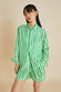 Kick Piscis Green Stripe Pyjamas in Silk Twill