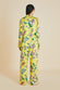 Lila Chakra Yellow Floral Pyjamas in Silk Satin