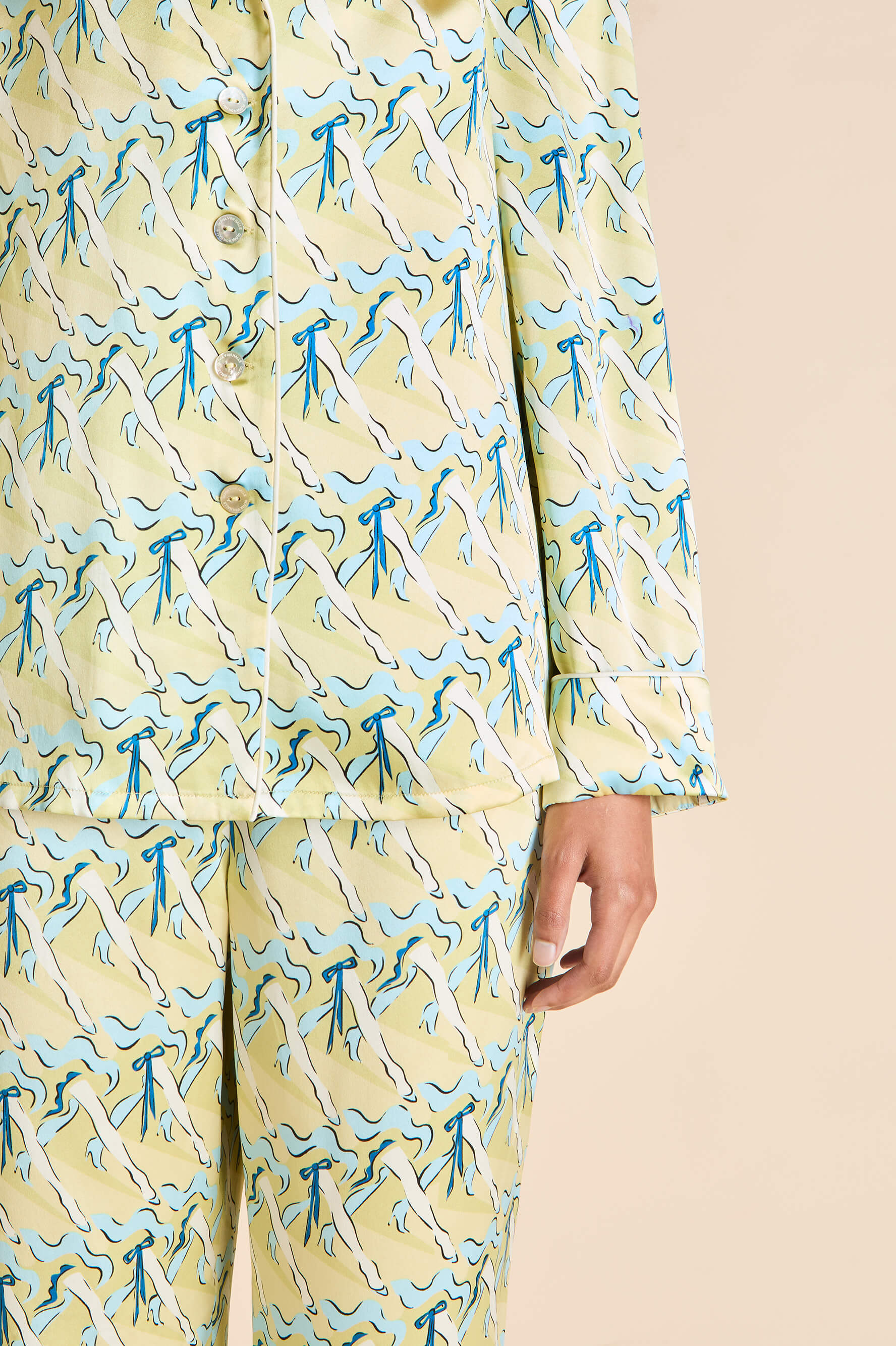 Lila Loulou Yellow Can-can Pyjamas in Silk Satin