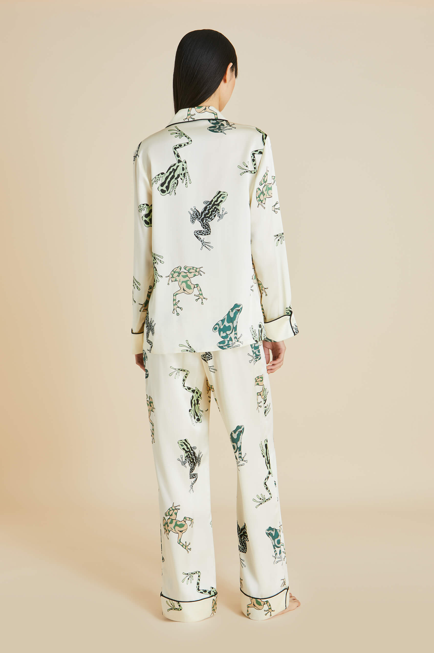 Lila Lumi Ivory Frog Pyjamas in Silk Satin