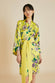 Mimi Chakra Yellow Floral Robe in Silk Satin