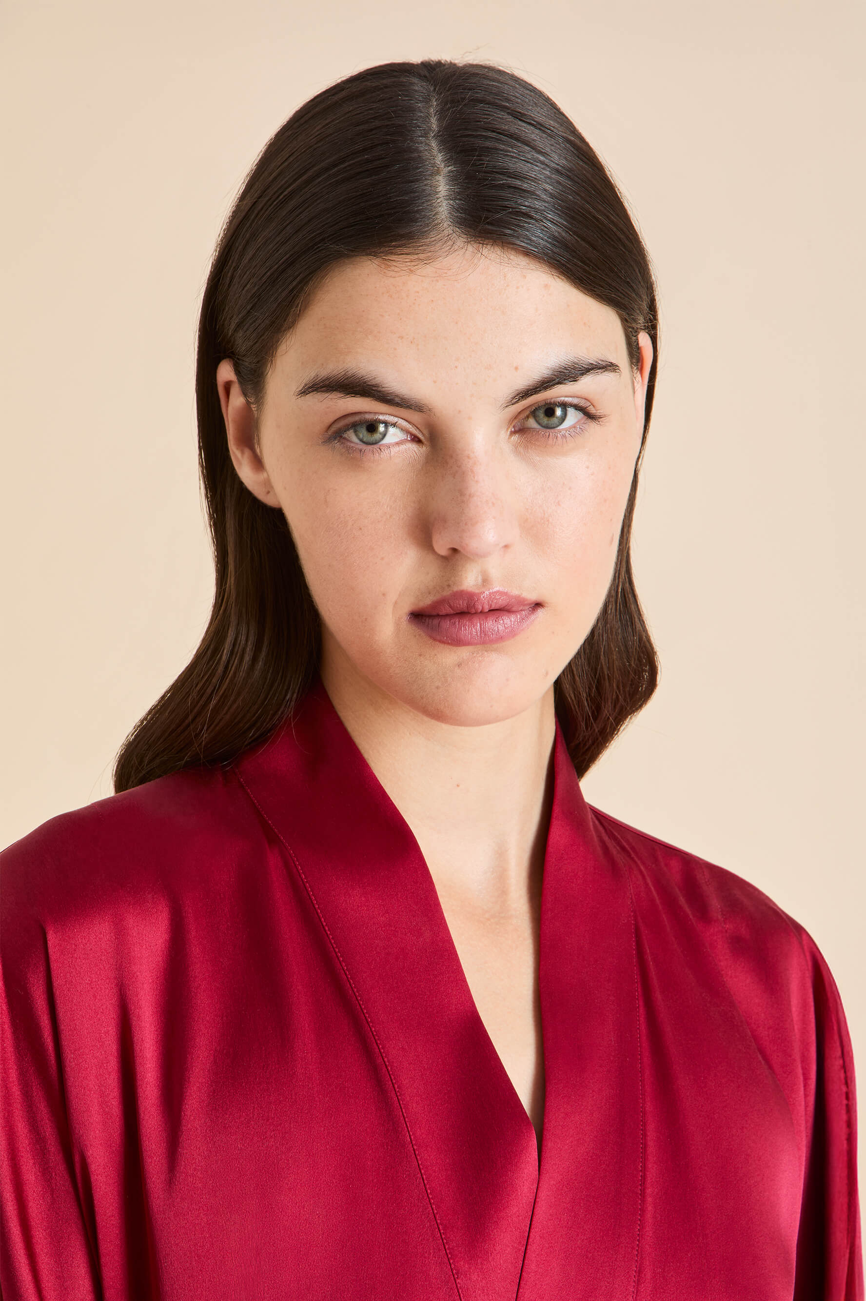 mimi russet red robe in silk satin