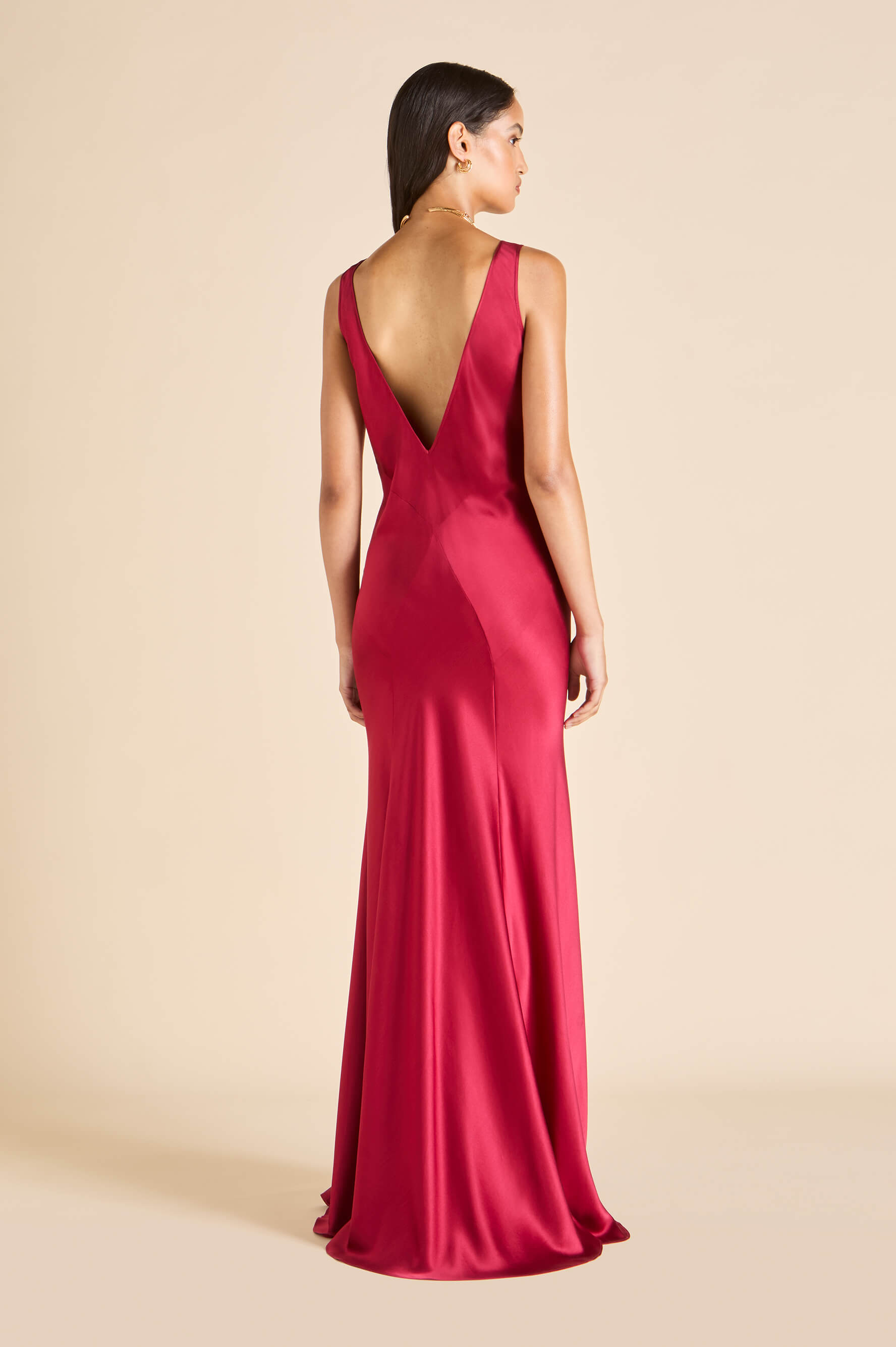 Paloma Russet Red Dress in Silk Satin