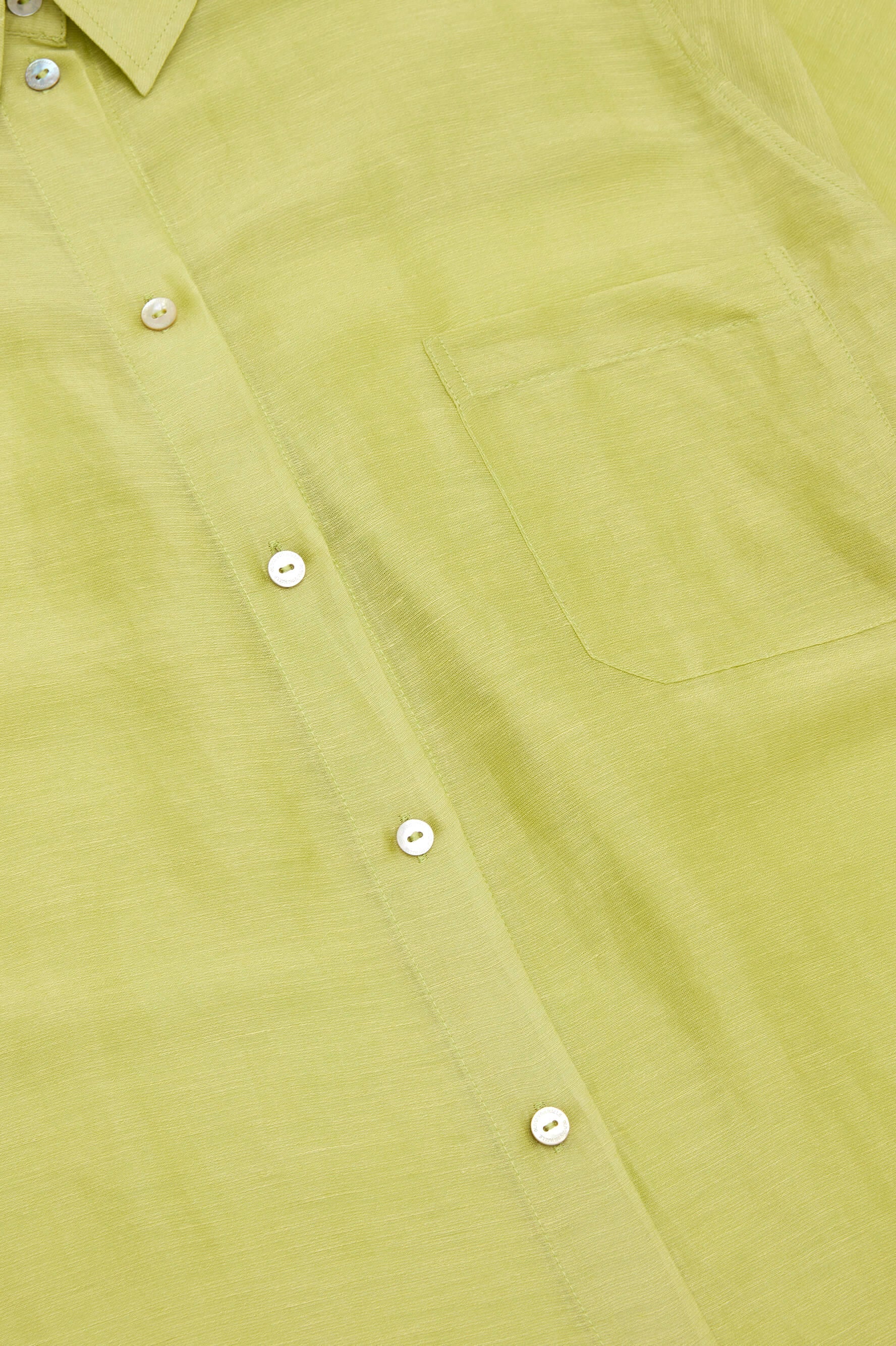 Phoebe Celery Green Shirt Dress in Linen-Silk