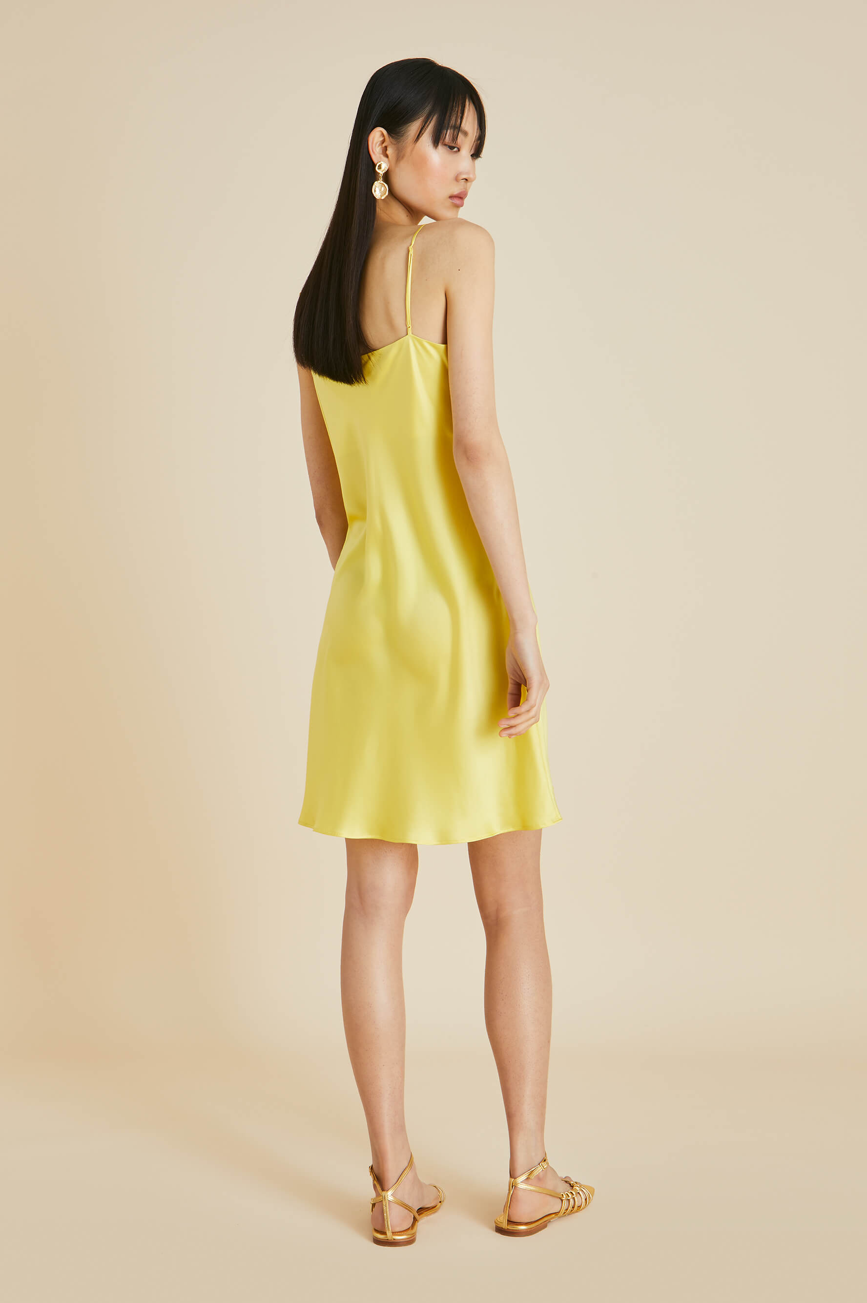 Venus Yellow Slip Dress in Sandwashed Silk