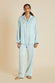 Yves Incantation Blue Embellished Pyjamas in Sandwashed Silk