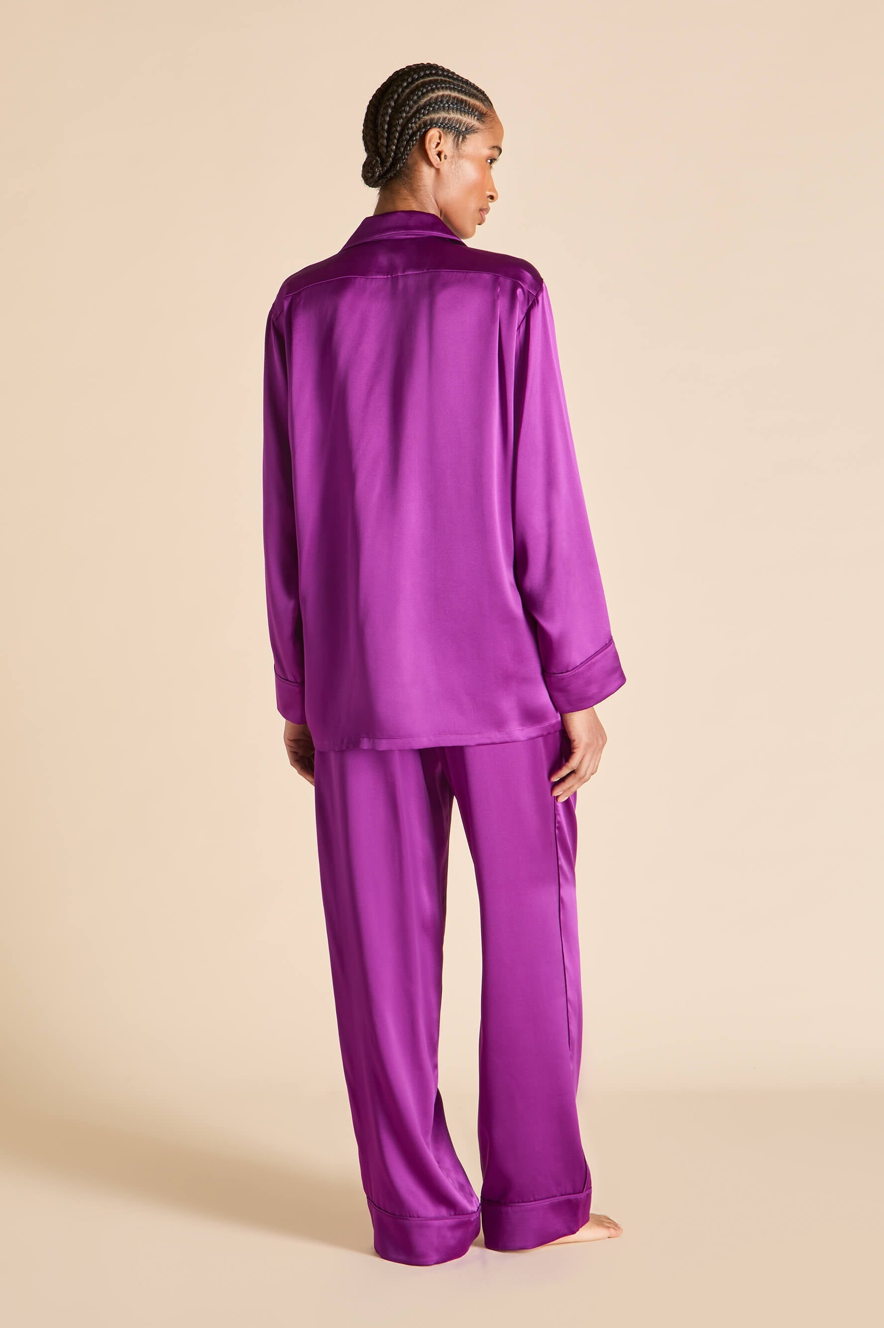 Yves Plum Pyjamas in Silk Satin