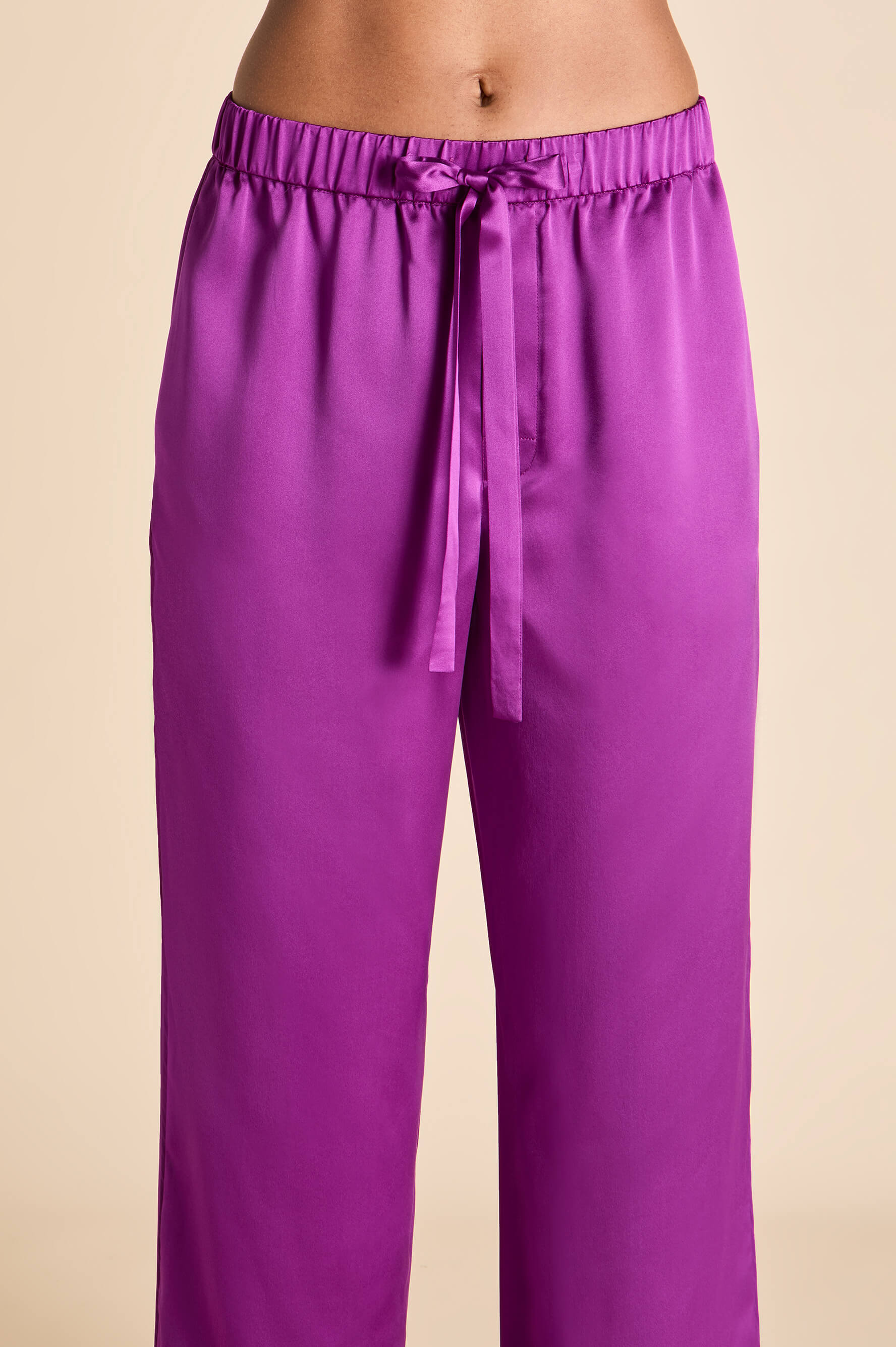 Yves Plum Pyjamas in Silk Satin