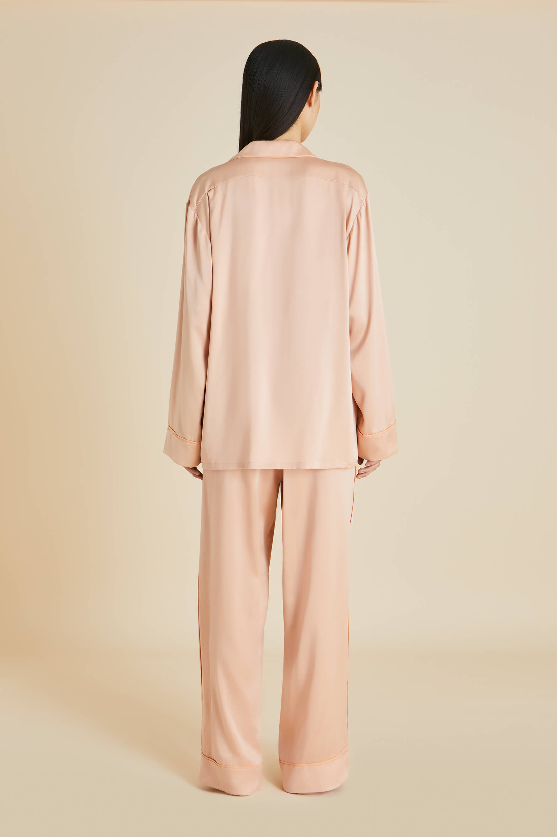 Yves Shell Pink Pyjamas in Sandwashed Silk