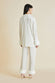 Casablanca Kiki Faux Fur Pyjama Set in Silk Crêpe de Chine