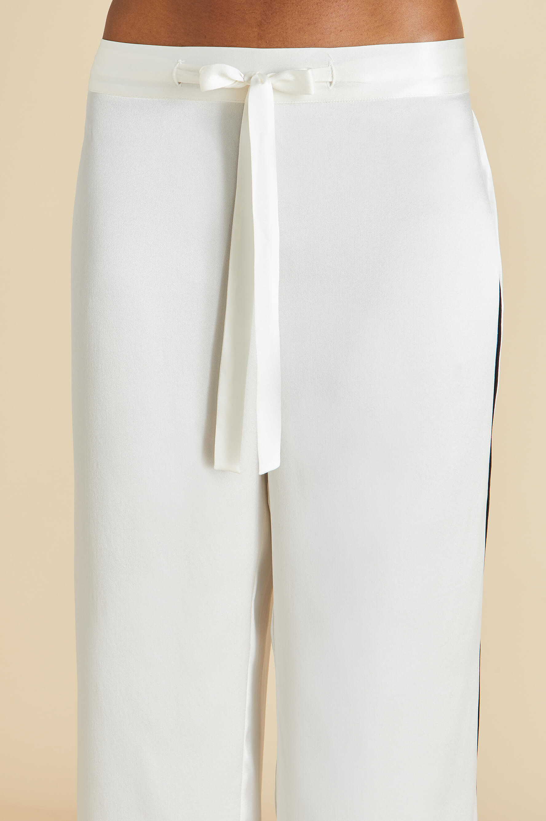Coco Ivory Jet Black Pyjamas in Silk Satin