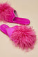 Contessa Madame Pink  Slippers in Silk Feather