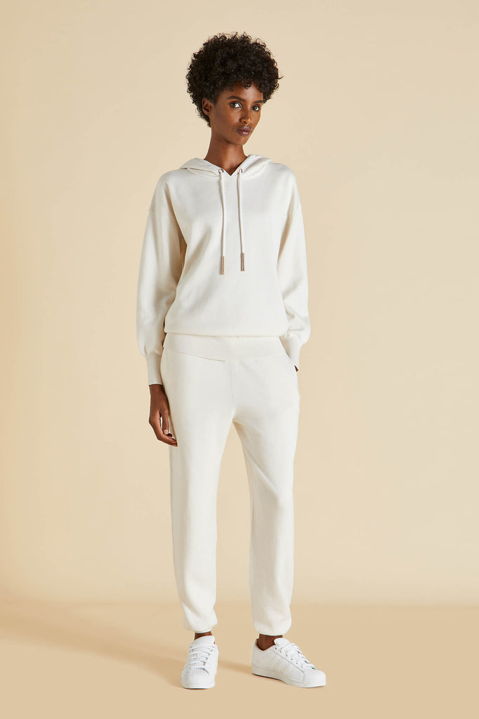 Gia Alaska Ivory Tracksuit in Silk-Cashmere