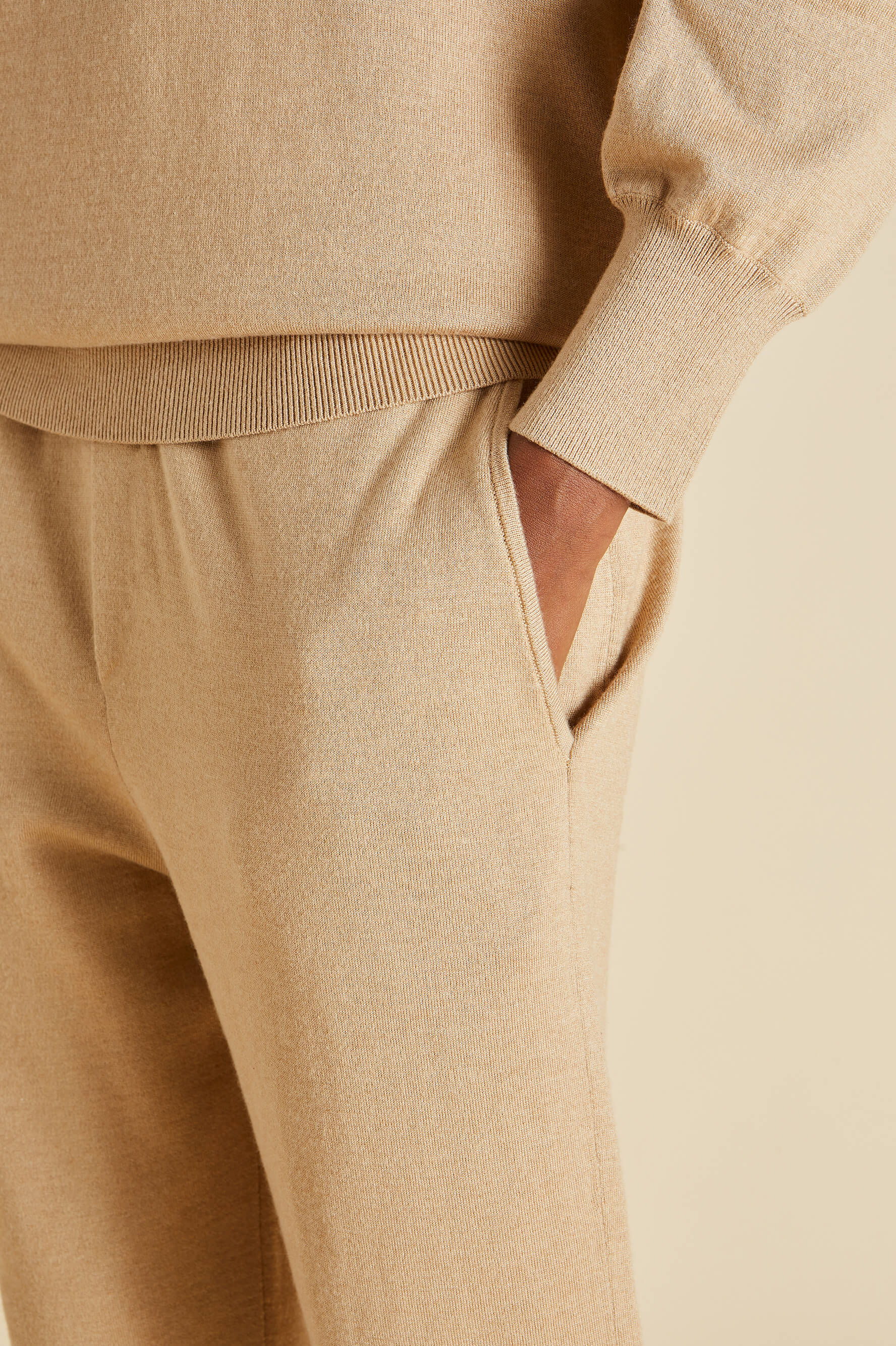 Gia Shanghai Beige Tracksuit in Silk-Cashmere