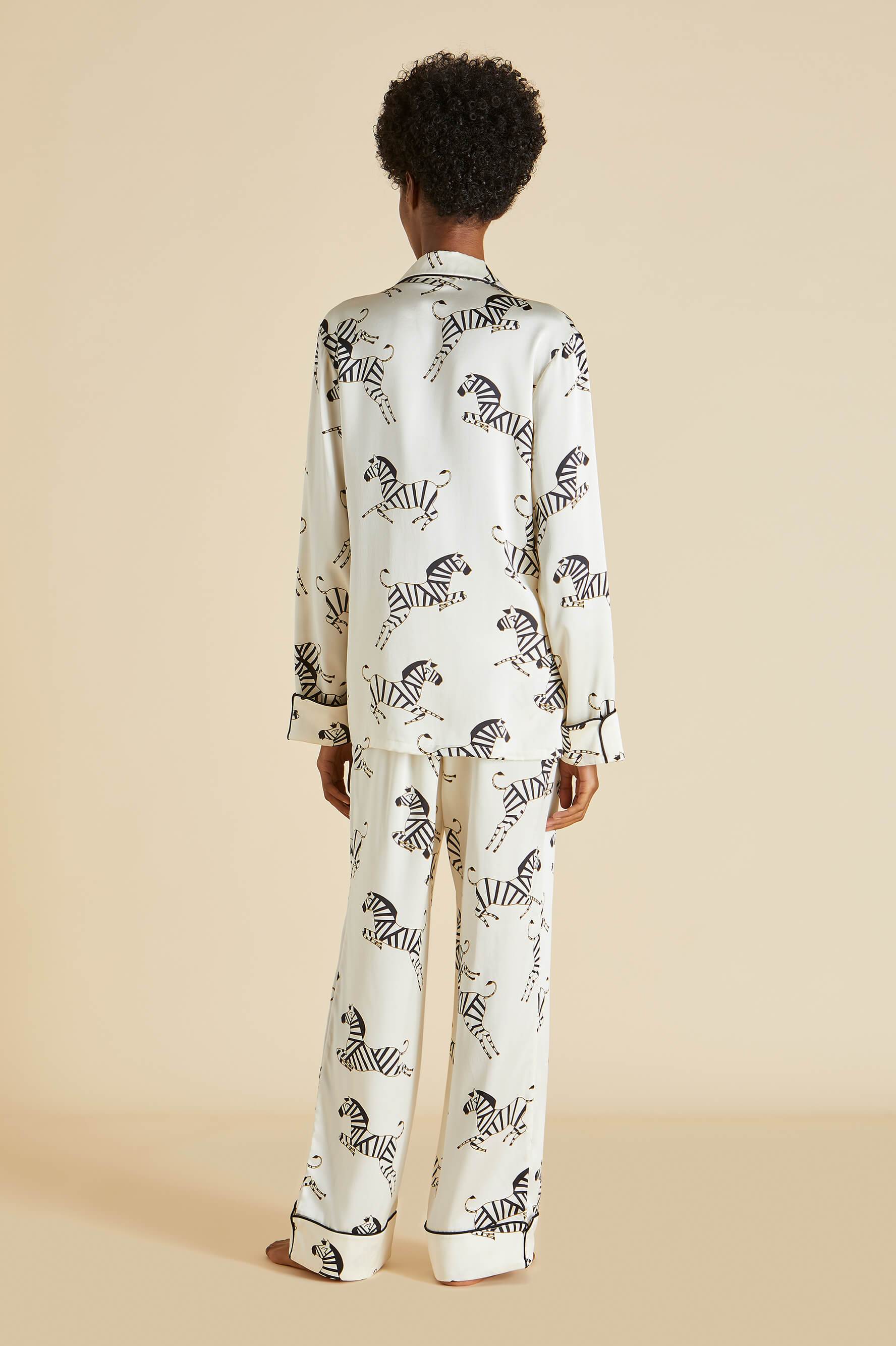 Lila Zebedee Ivory Pyjama Set in Silk Satin