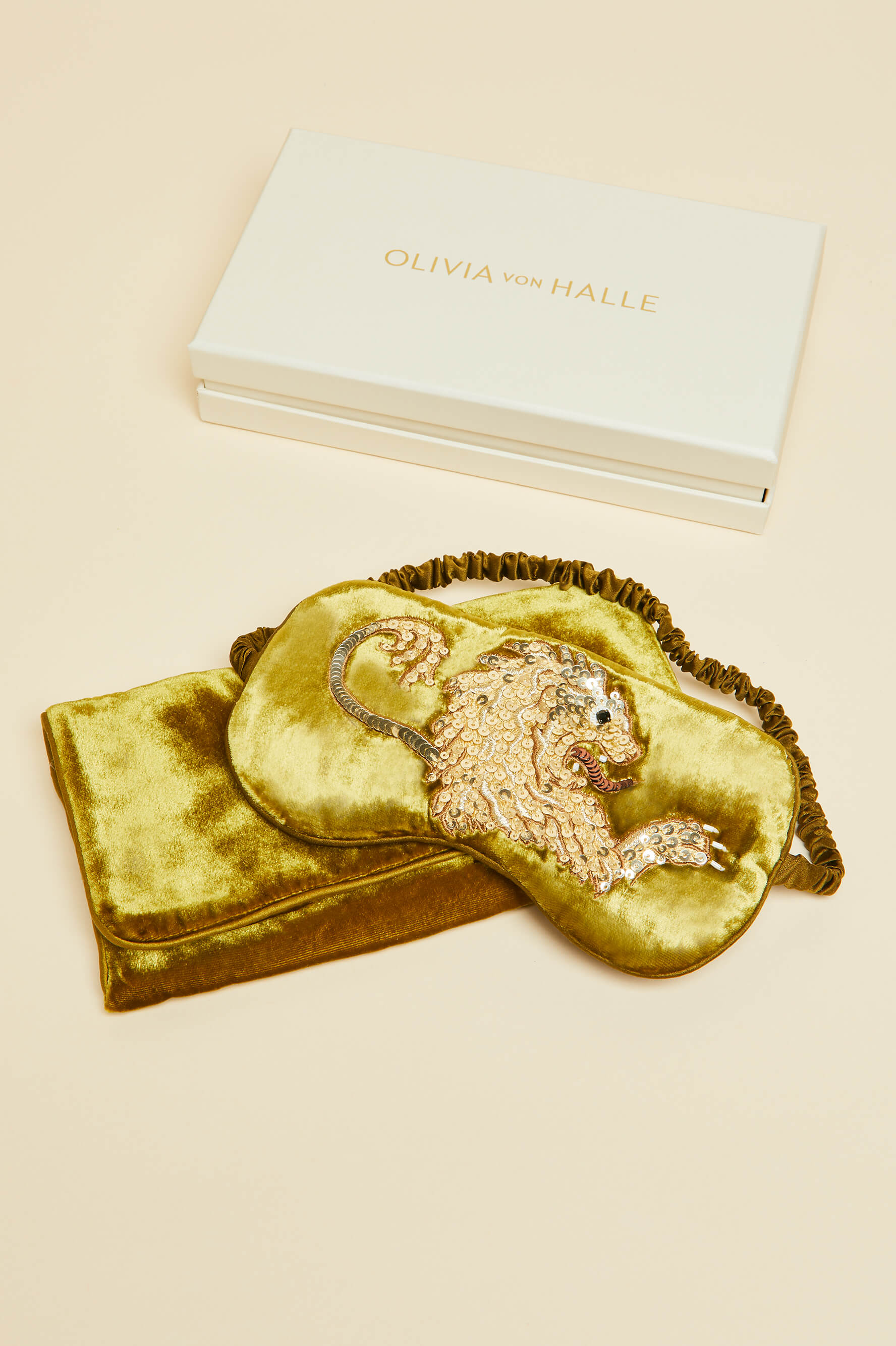 Audrey August Gold Embellished Eye Mask in Silk Velvet