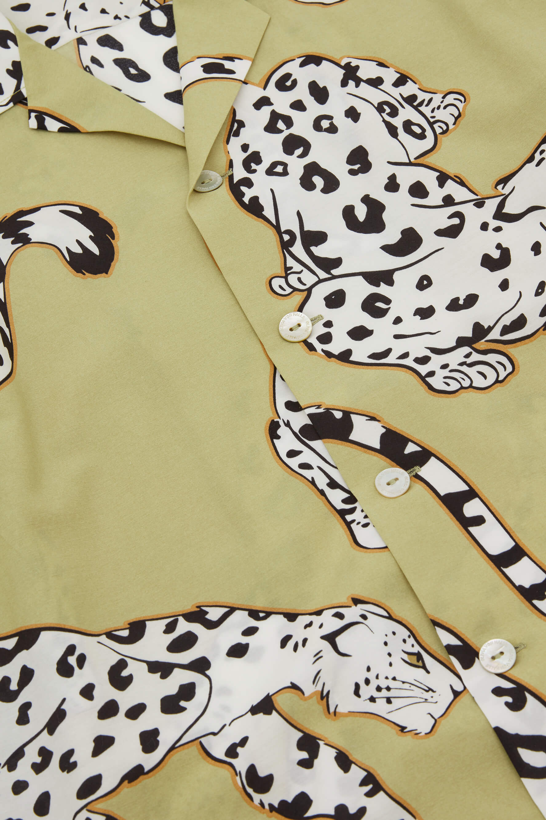 Emeli Mungo Green Leopard Pyjamas in Cotton-Silk