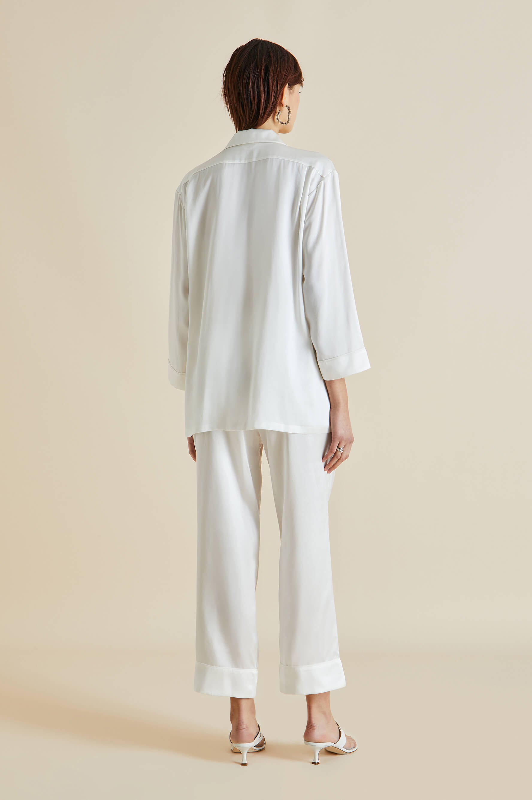 Fifi Ivory White Pyjamas in Silk Satin