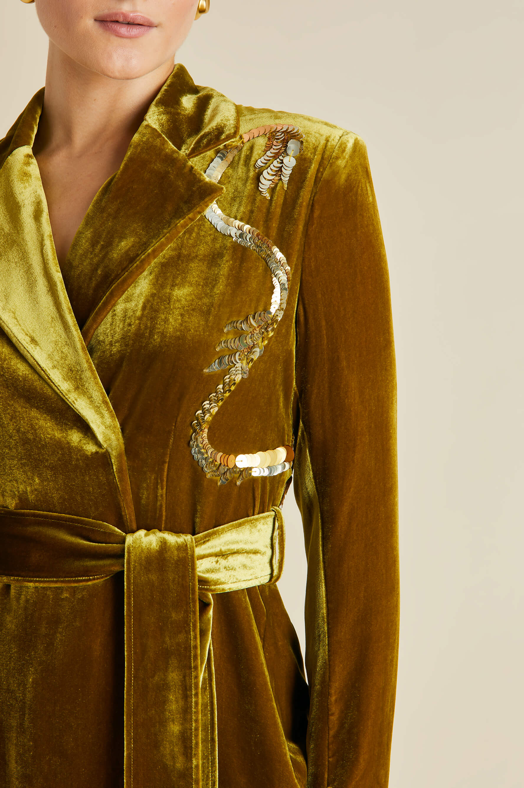 Jagger August Gold Embellished Pyjamas in Silk Velvet