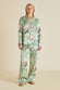 Lila Effie Green Floral Pyjamas in Silk Satin