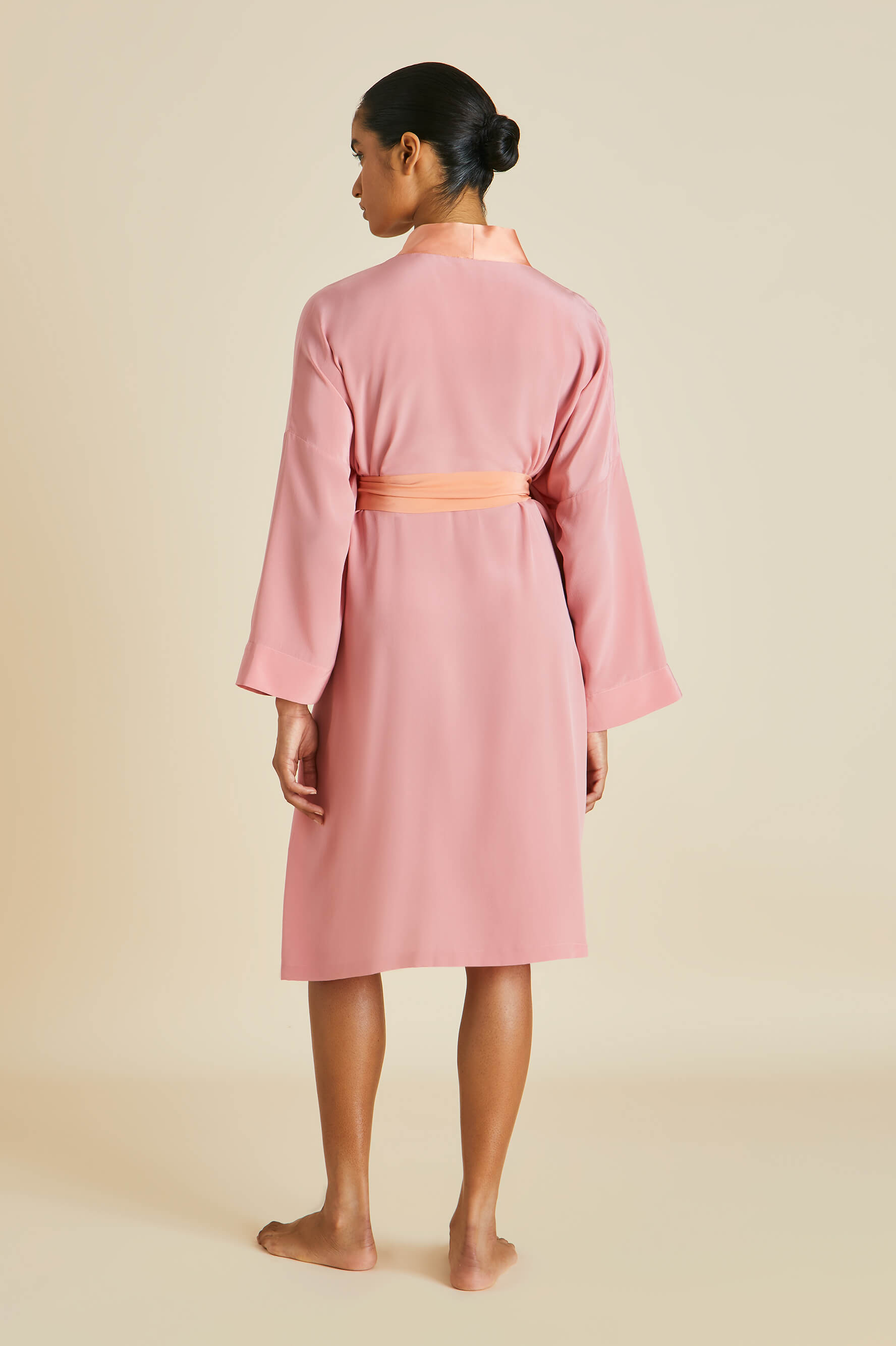 Mimi Pink Robe in Silk Crêpe de Chine