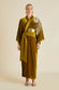 Queenie August Gold Embellished Robe in Silk Velvet