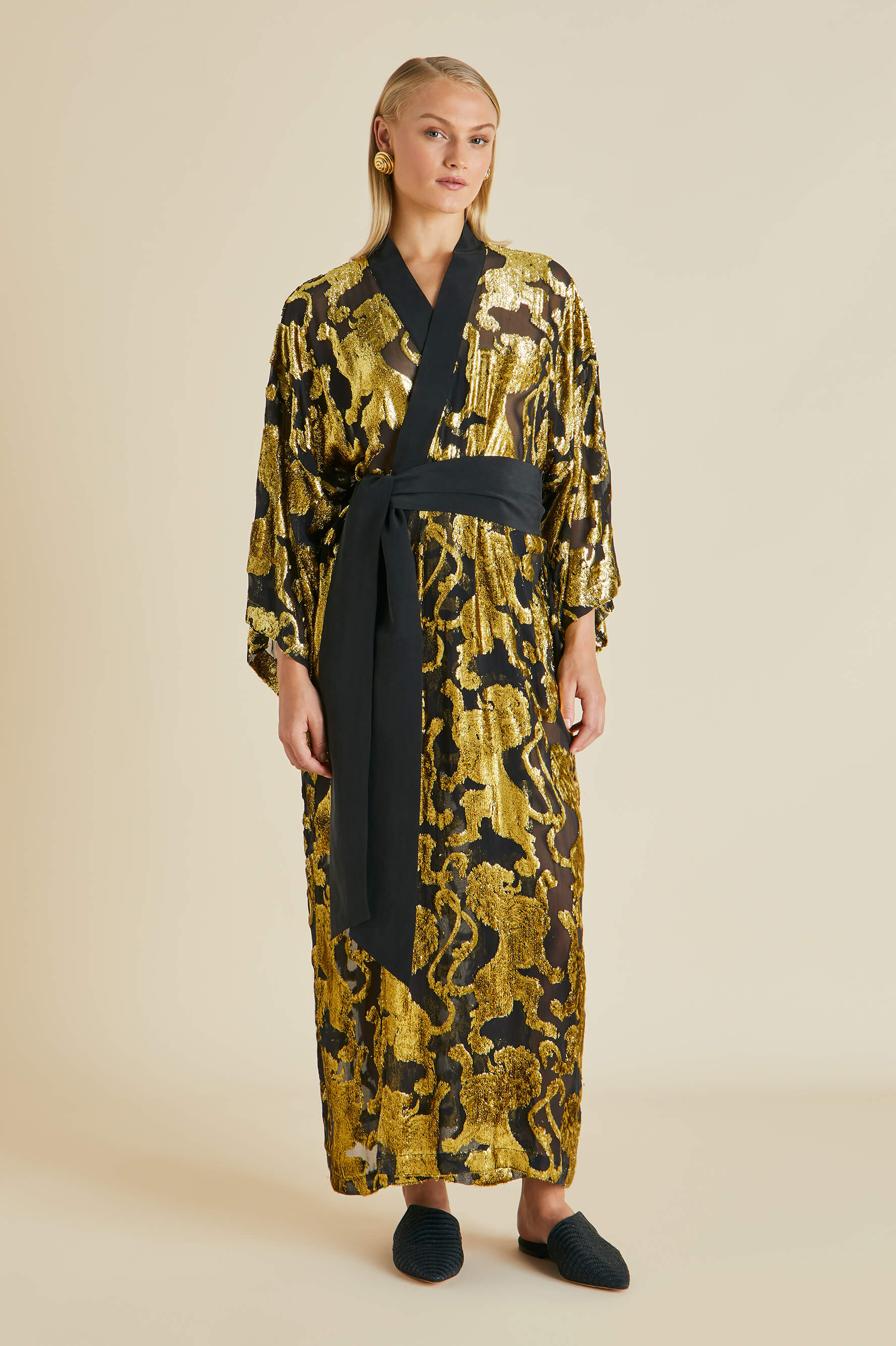 Queenie Noble Gold Lion Robe in Velvet Lurex