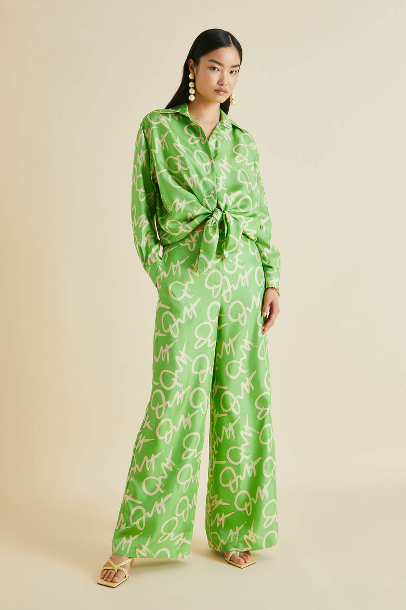 Olivia von Halle | Wolfe Beauvoir Green Signature Silk Twill Pyjamas