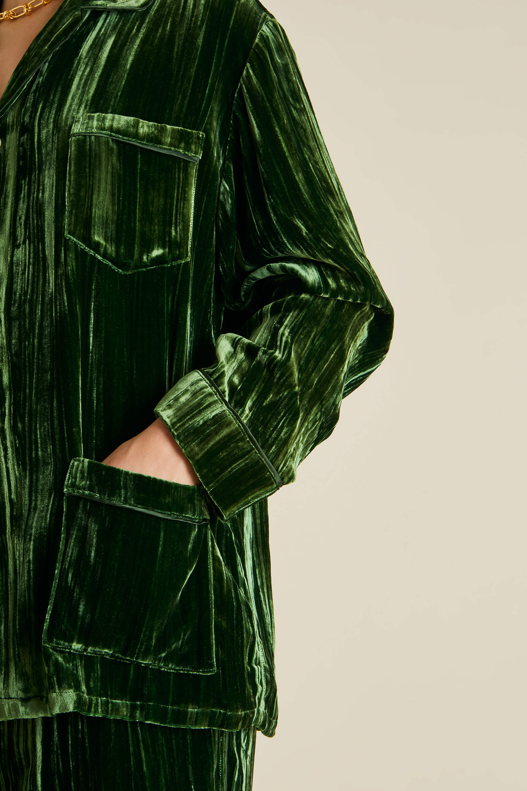 Yves Emerald Green Pyjamas in Silk Velvet