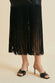 Zoya Black Fringed Slip Dress in Silk Satin