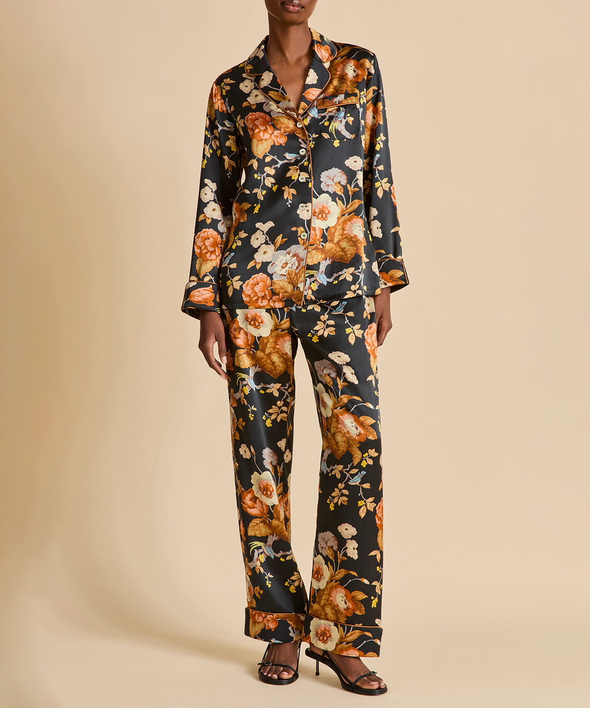 Floral Printed Silk Pyjamas and Robe - Olivia Von Halle