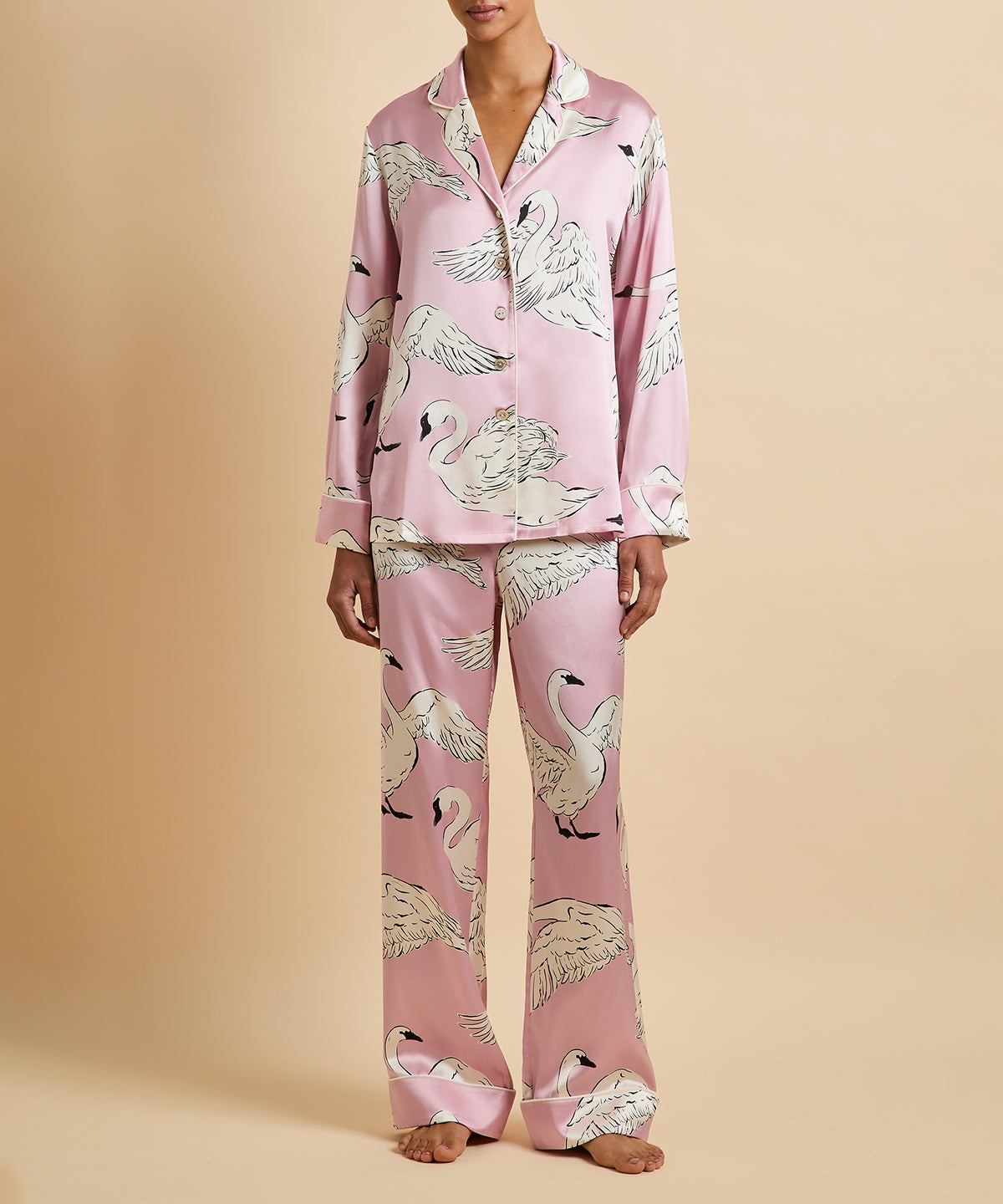 Pink Swan Print Pyjamas - Olivia Von Halle