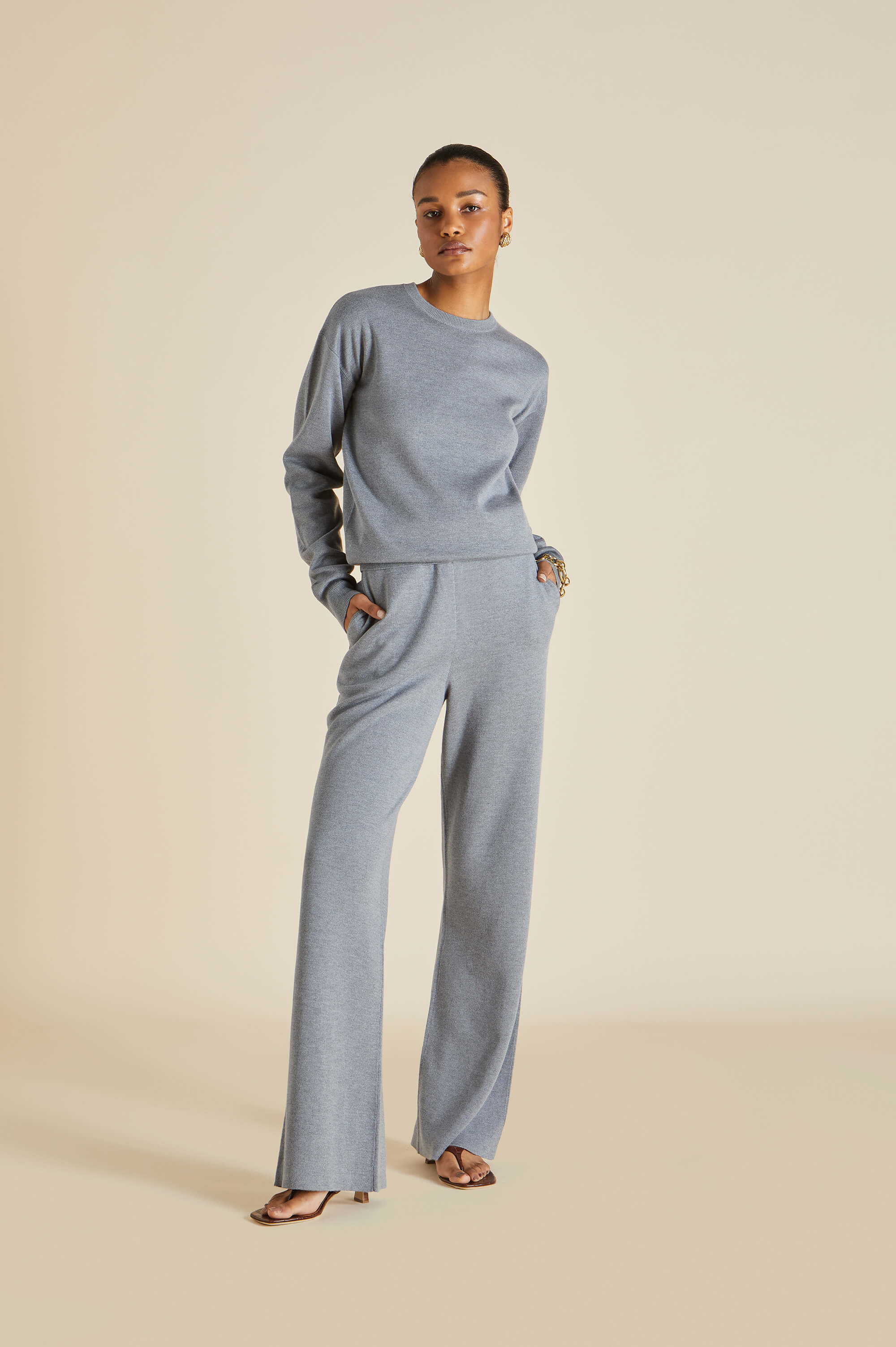 carmel london grey tracksuit in silk-cashmere