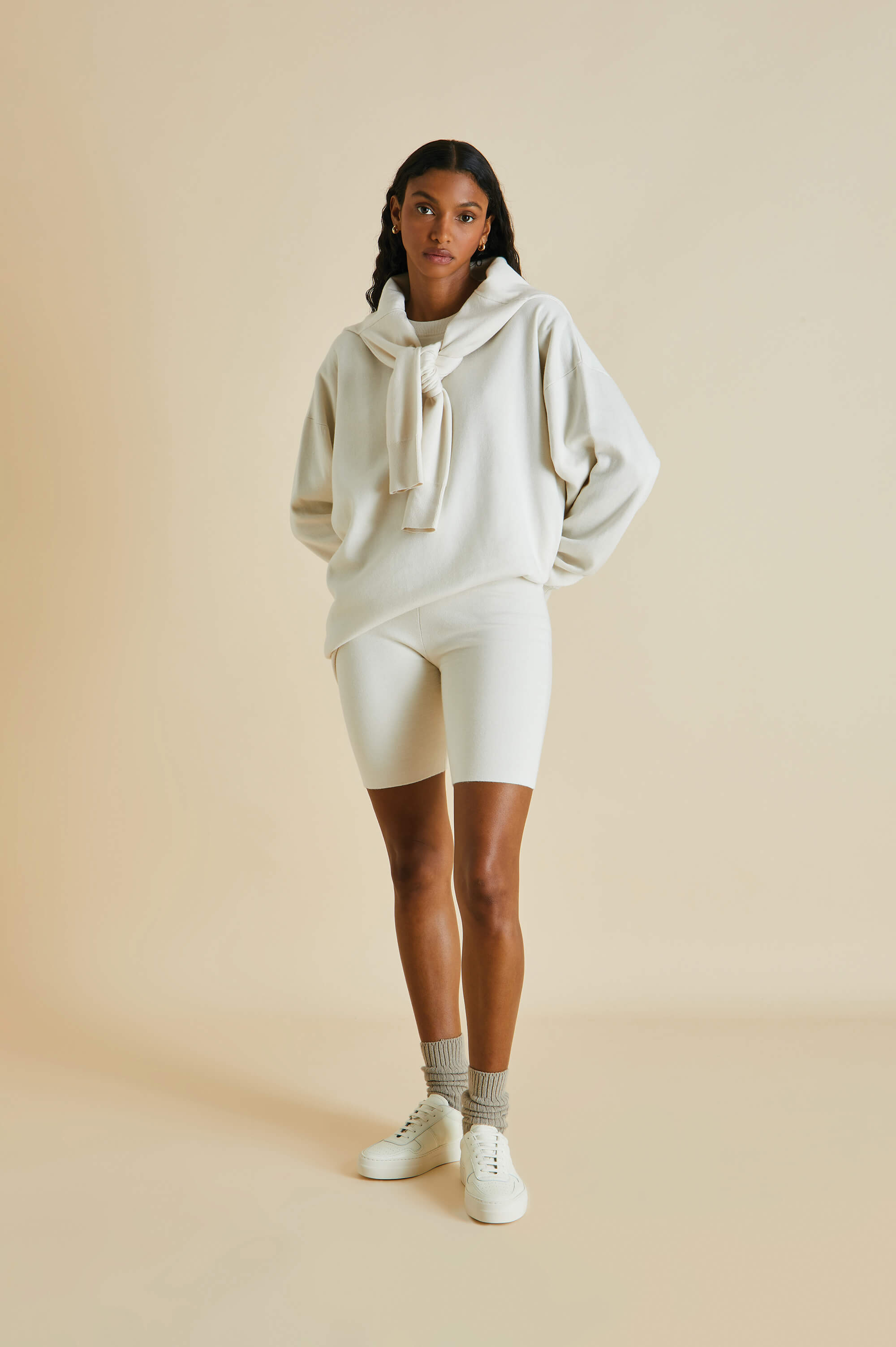 didi alaska ivory short tracksuit in silk-cashmere