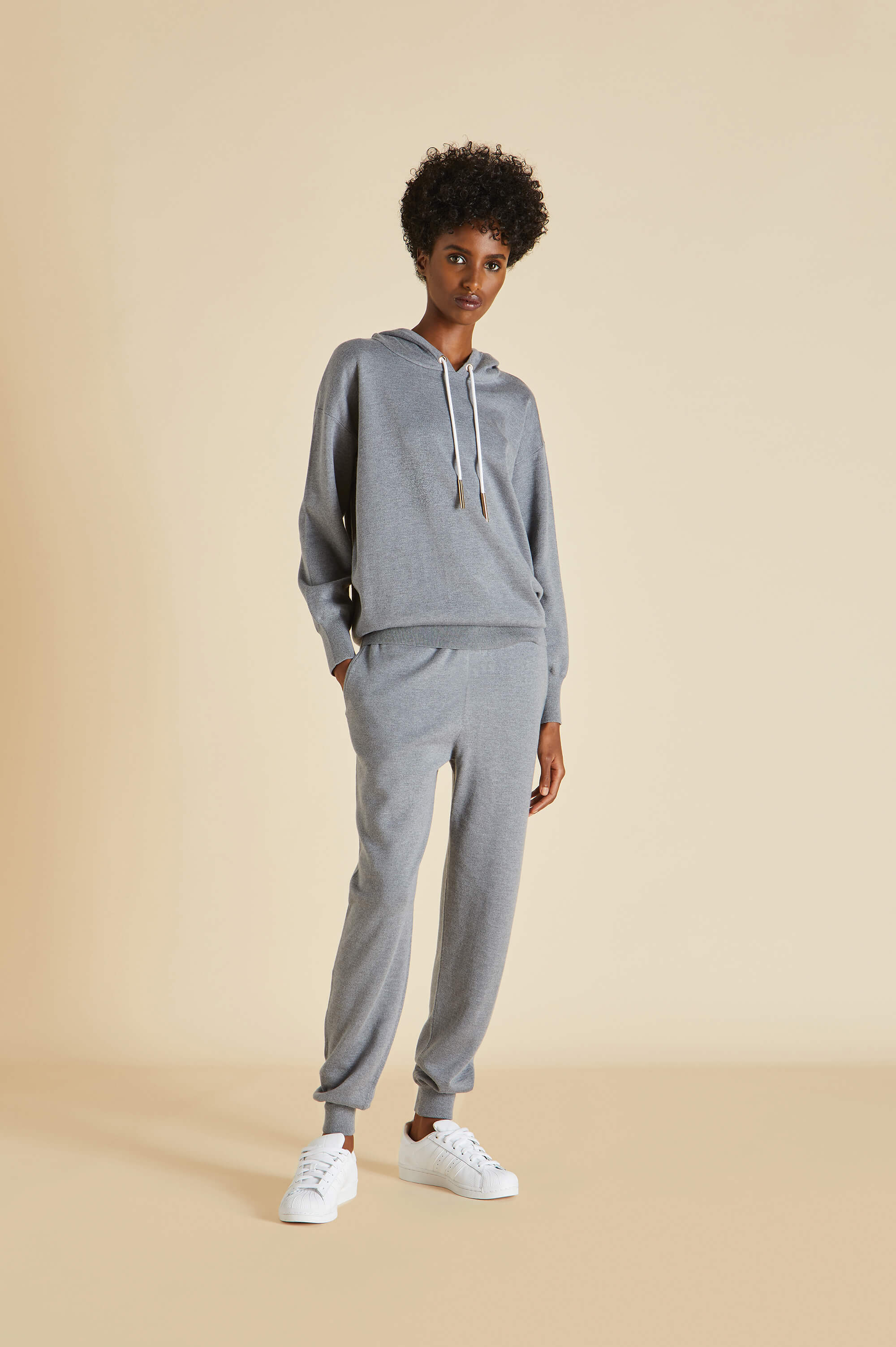 Gia London Gray Tracksuit in Silk-Cashmere | Olivia von Halle