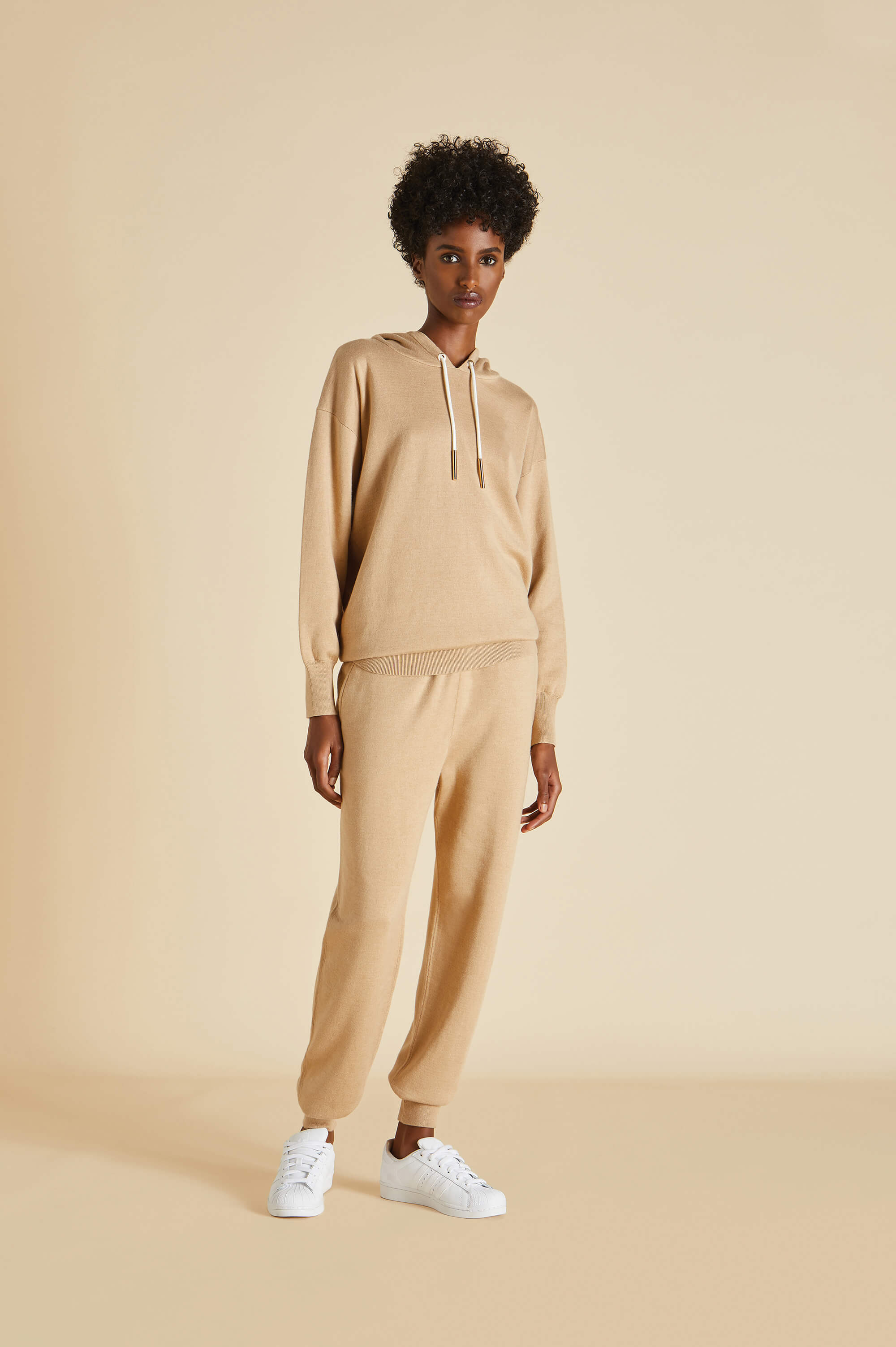 gia shanghai beige tracksuit in silk-cashmere