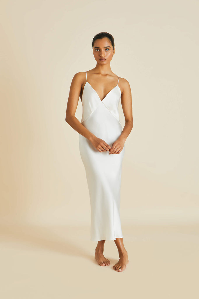 Issa Ivory Silk Satin Slip Dress