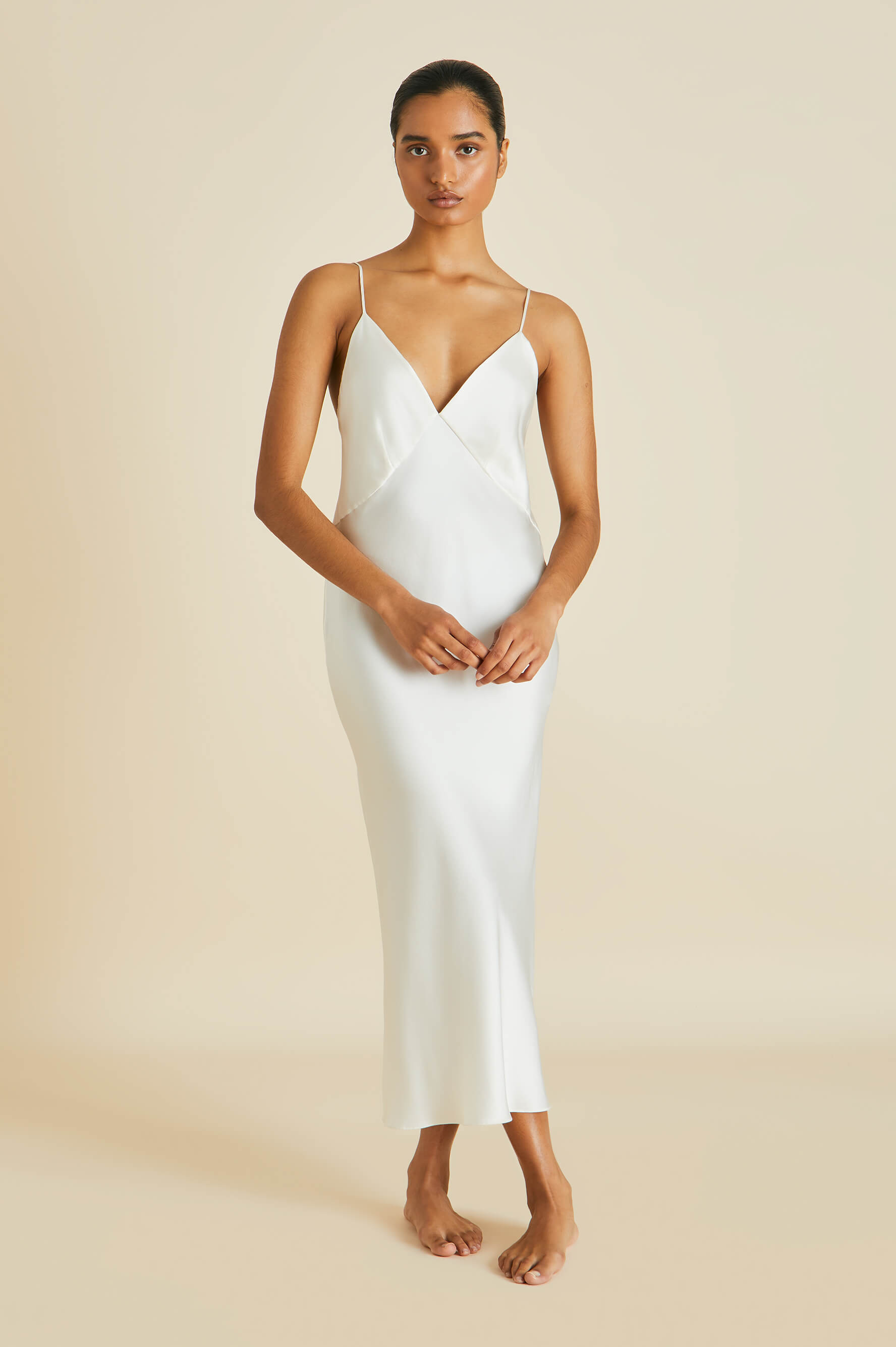 Olivia von Halle Issa Ivory Luxury Silk Slip Dress