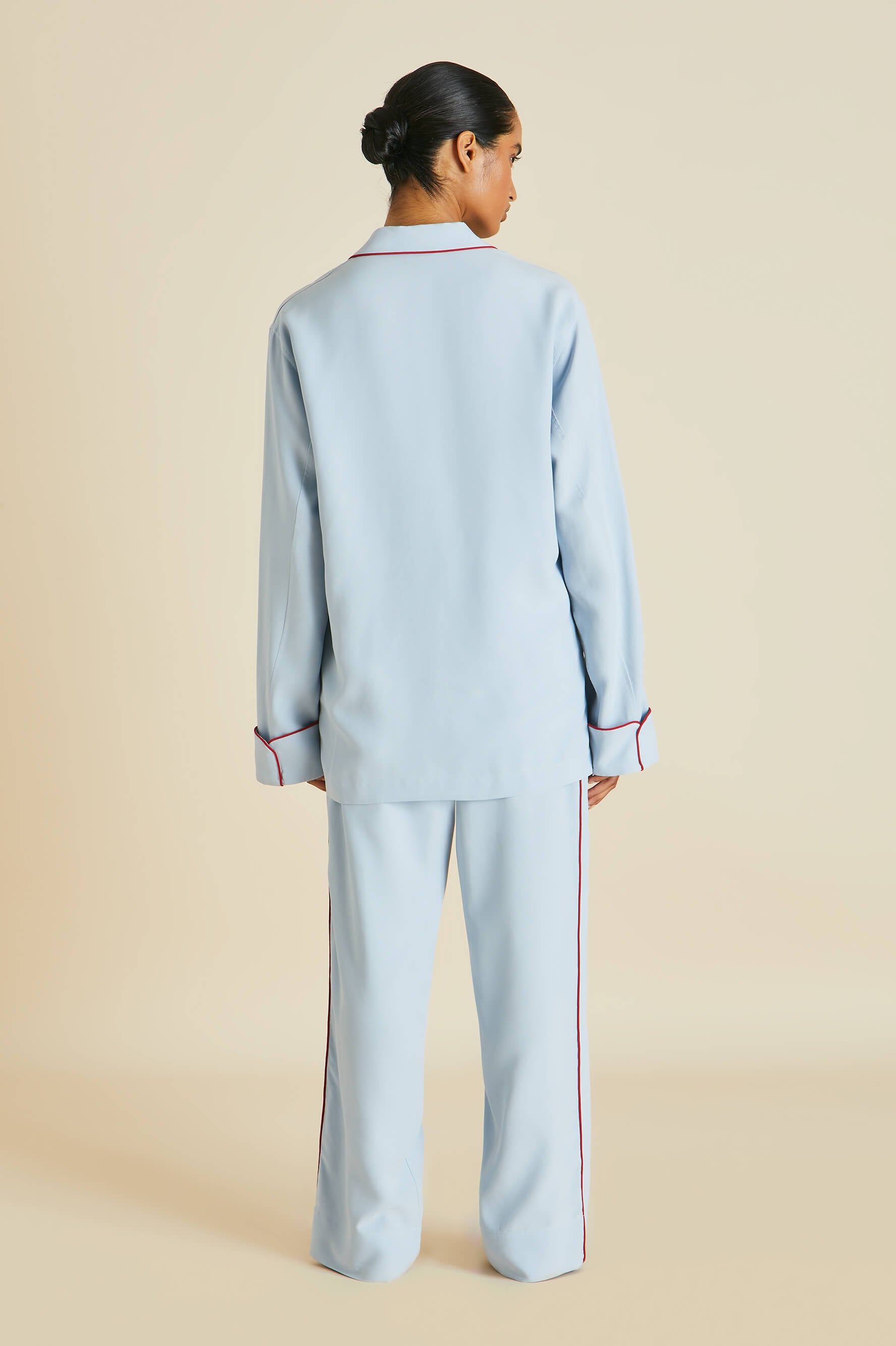Laurent Cerulean Blue Pajamas in Sandwashed Silk