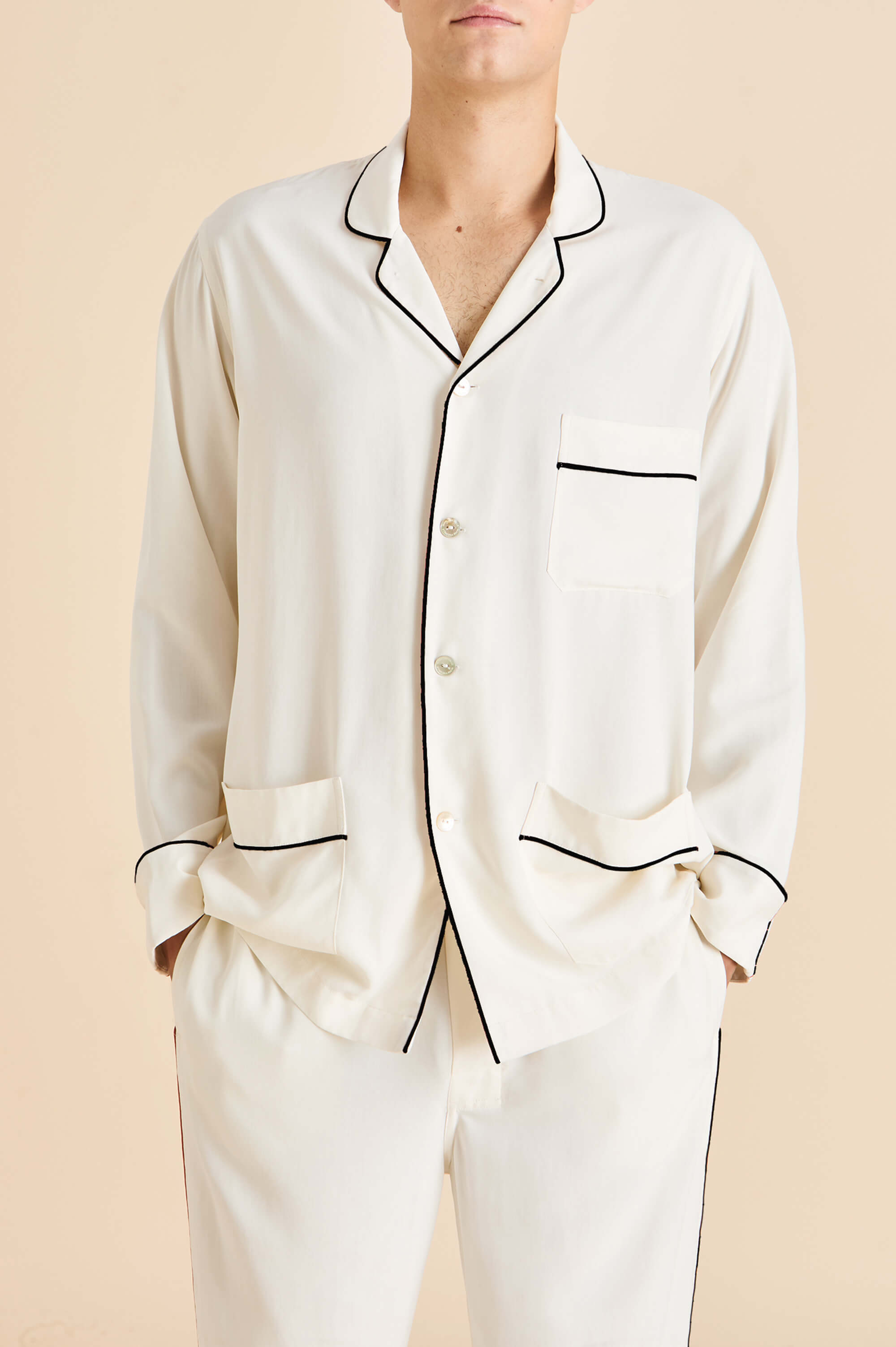 laurent ivory pyjamas in sandwashed silk 