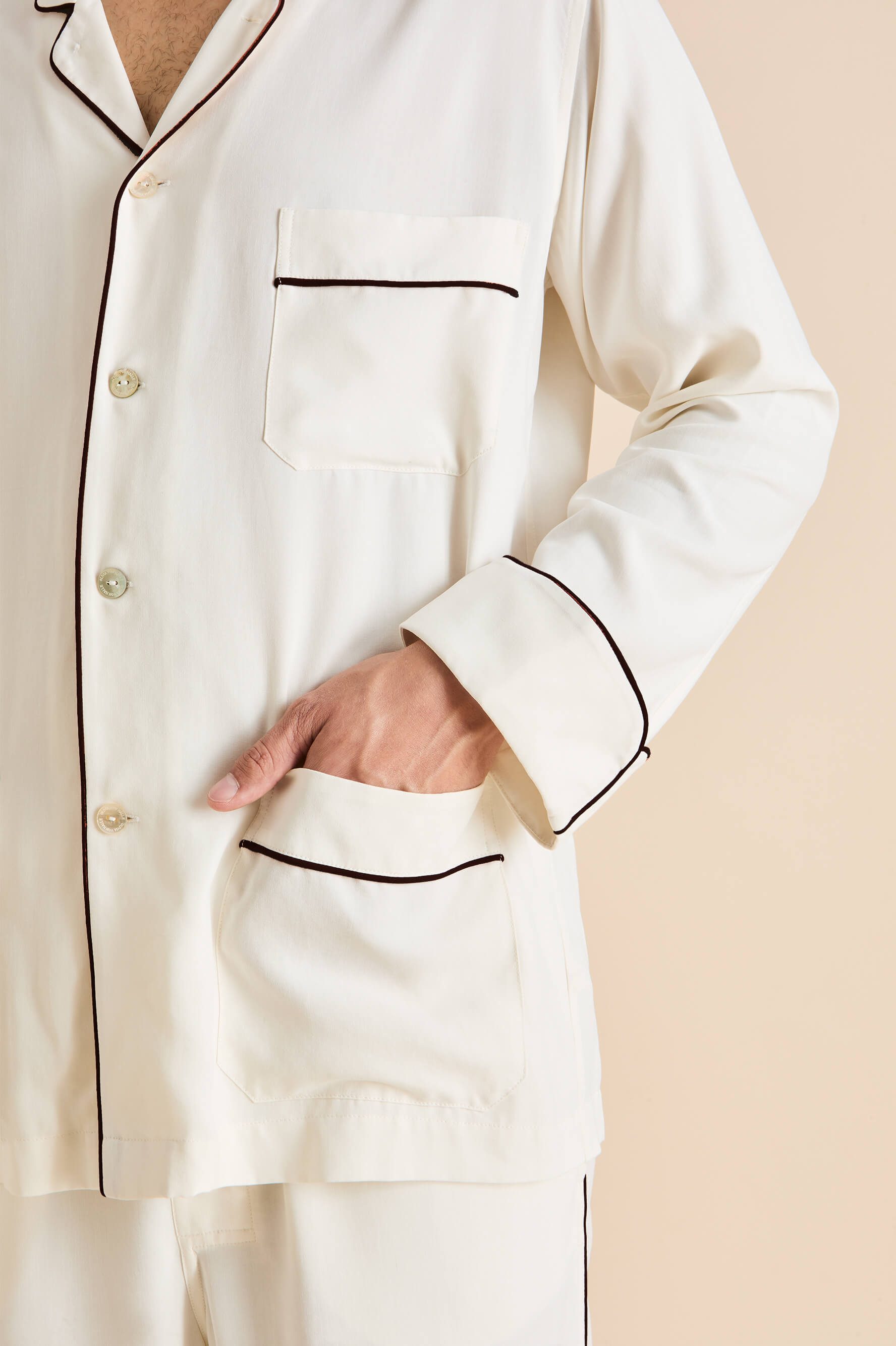 Laurent Ivory Pyjamas in Sandwashed Silk