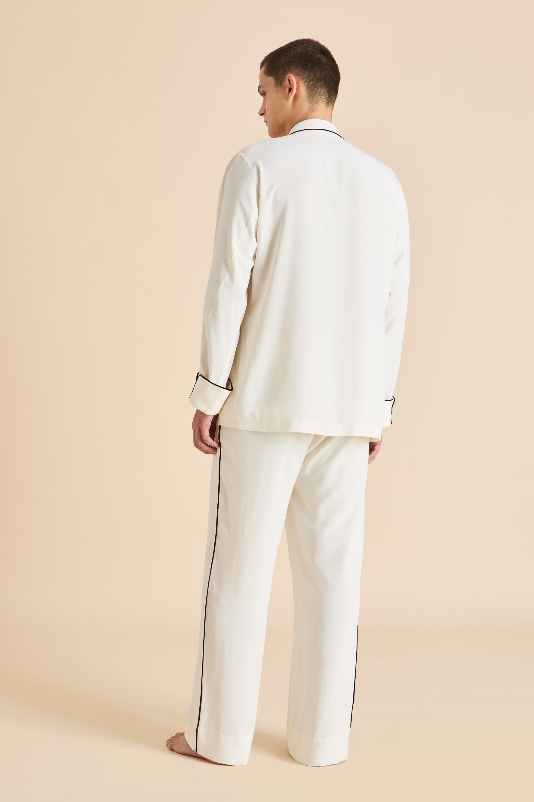 Laurent Ivory Pyjamas in Sandwashed Silk
