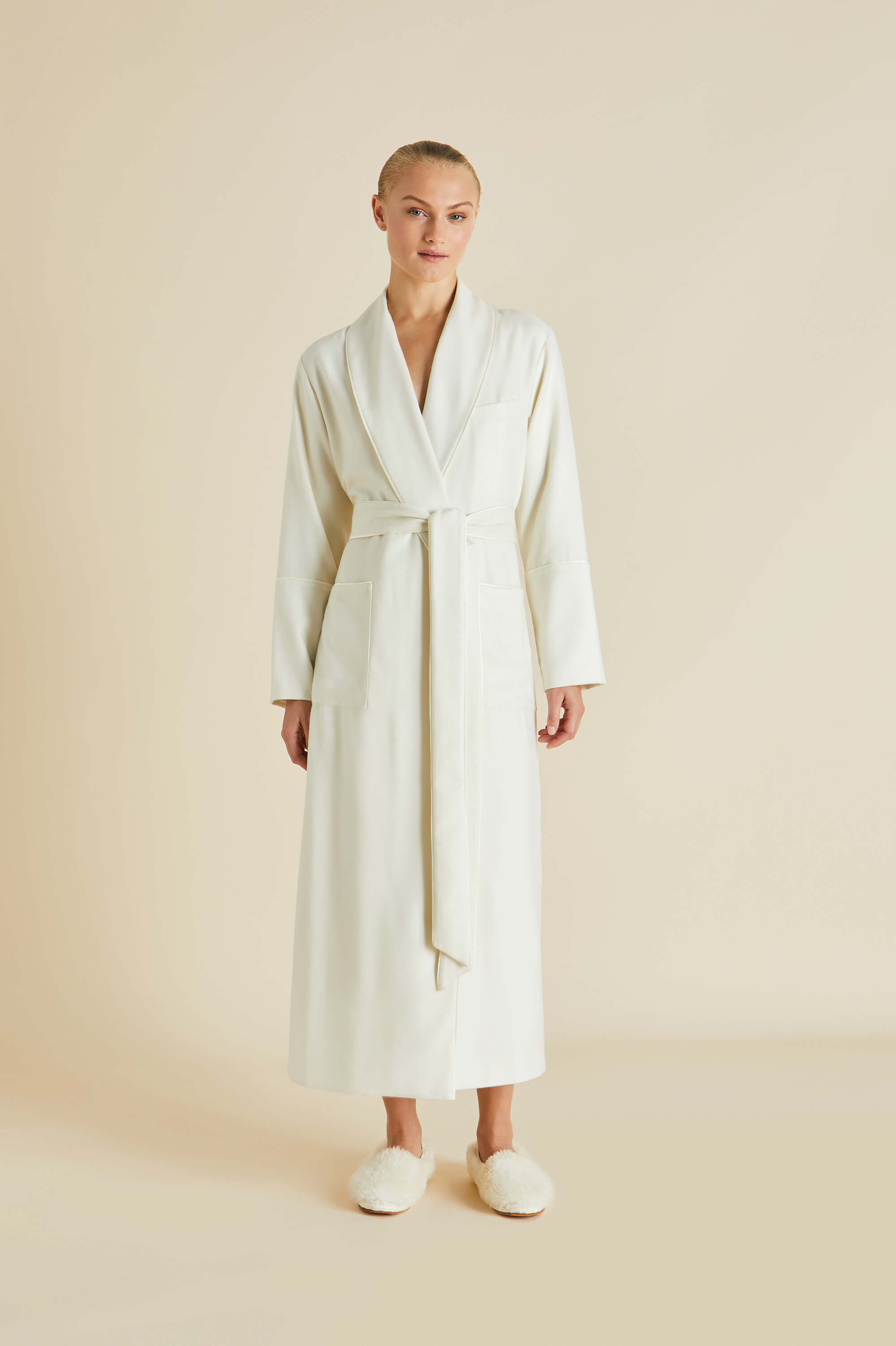 logan aspen ivory cashmere robe