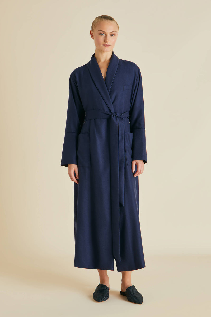 Logan Osaka Navy Robe in Cashmere | Olivia von Halle