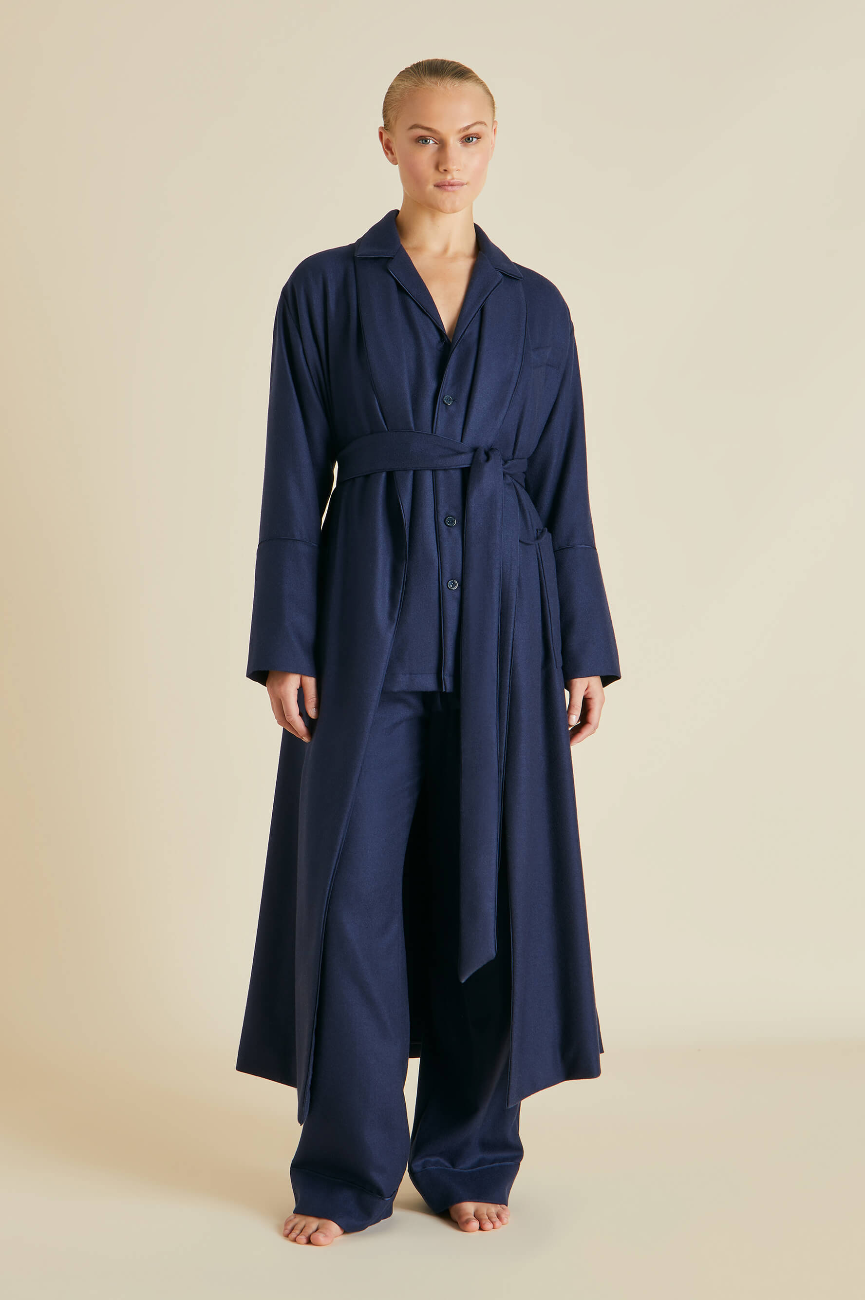 Logan Osaka Navy Robe in Cashmere | Olivia von Halle
