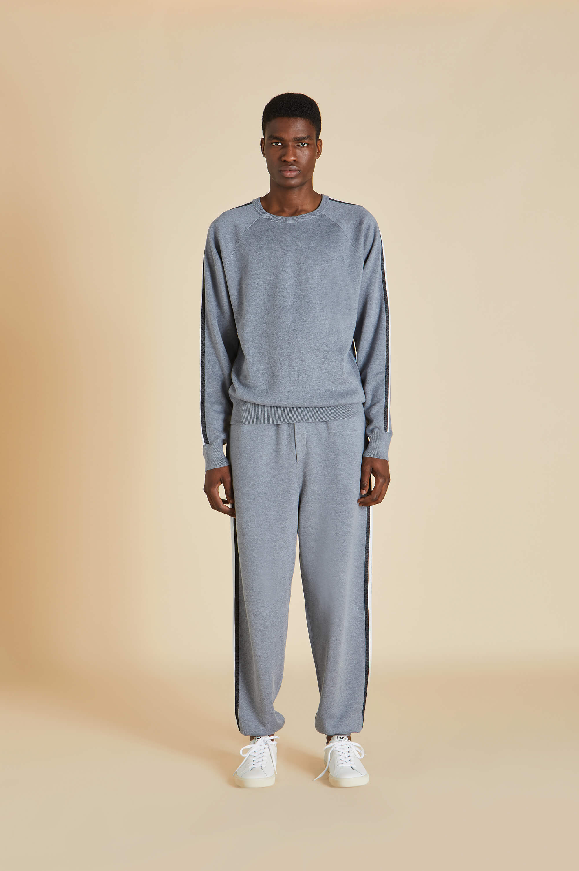 Missy London Grey Tracksuit in Silk-Cashmere