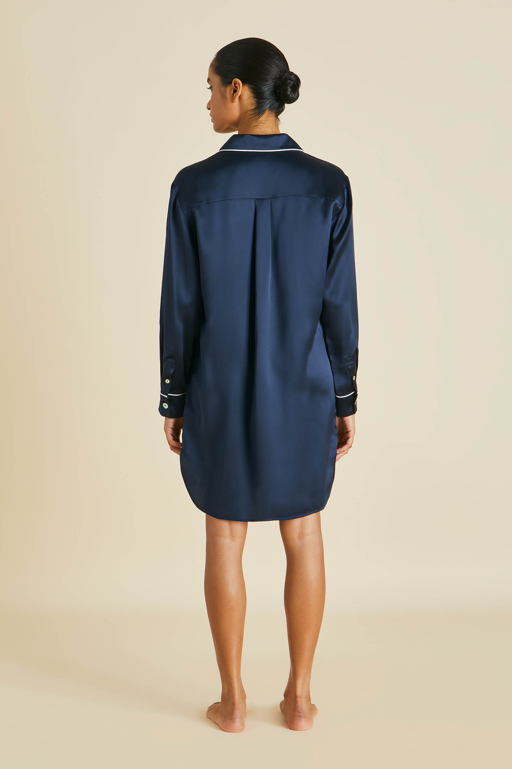 Poppy Navy Nightshirt in Silk Satin