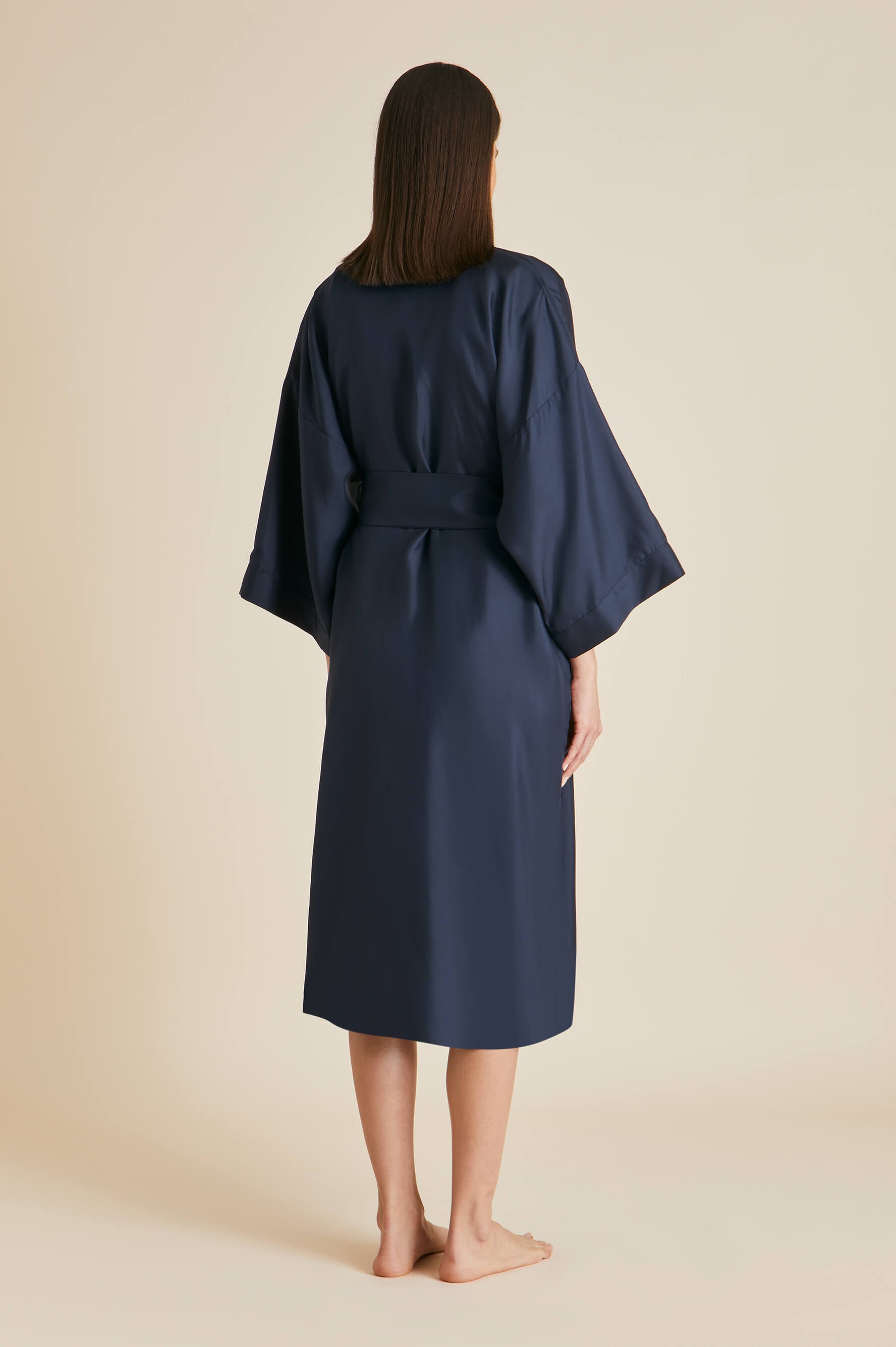 Sabine Navy Robe in Silk Twill