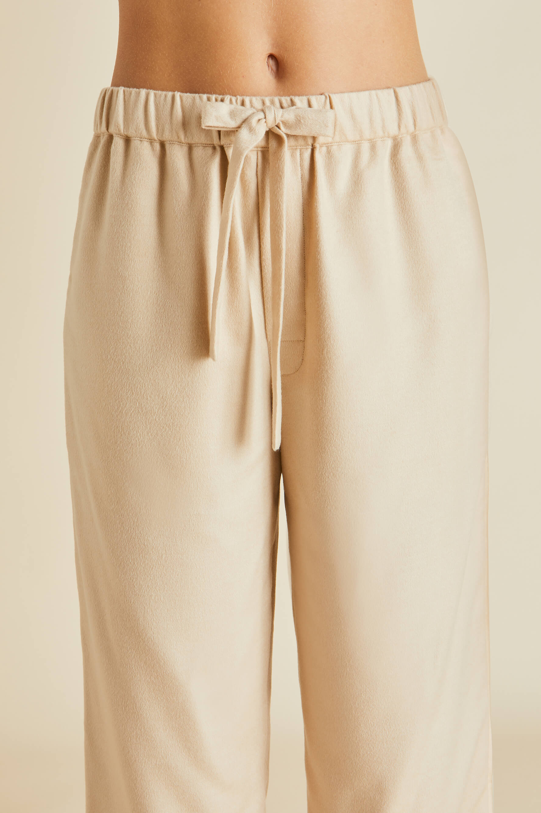 Vanderbilt Muscat Beige Pyjamas in Cashmere | Olivia von Halle