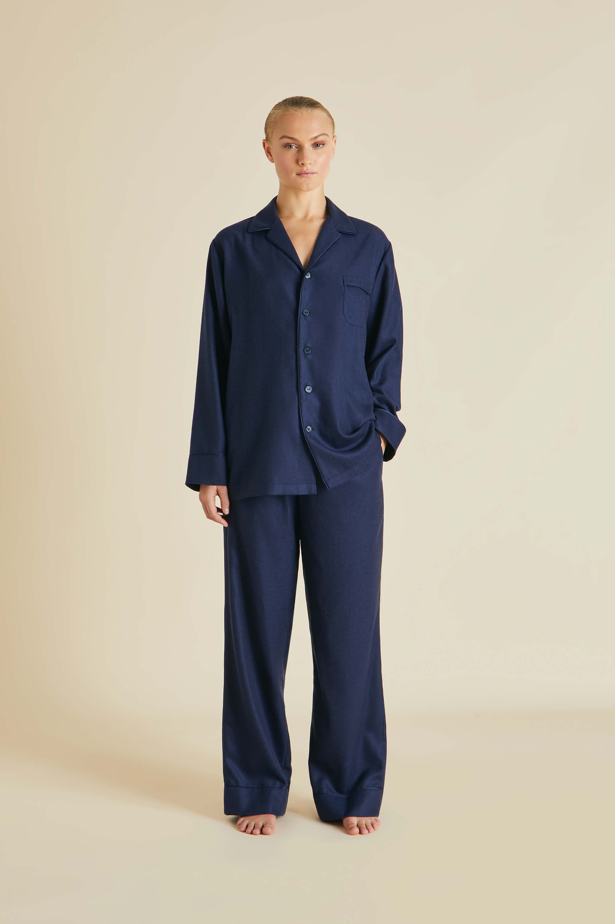 vanderbilt osaka navy pajamas in cashmere